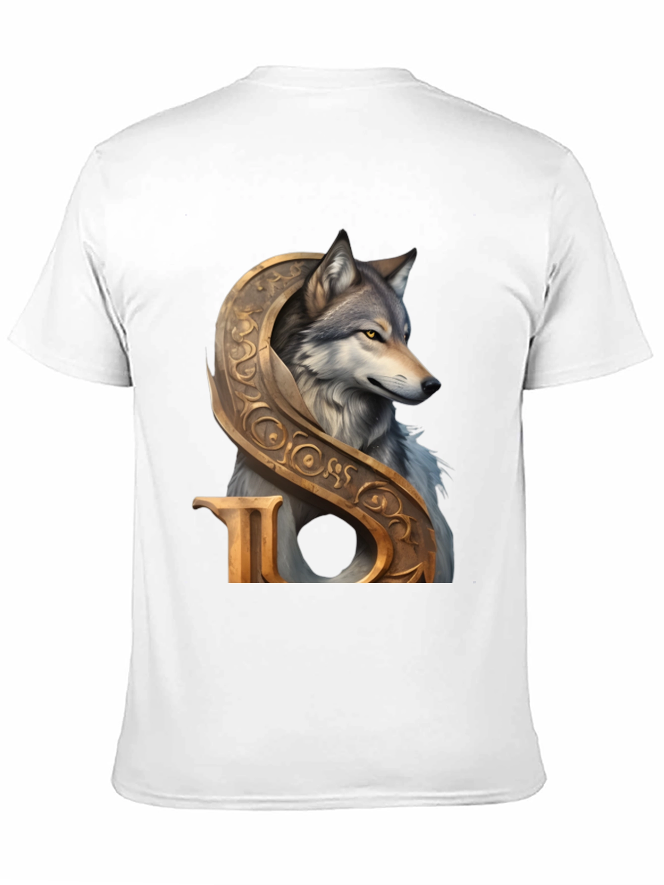 Wolf and Ornamental Letter T-Shirt
