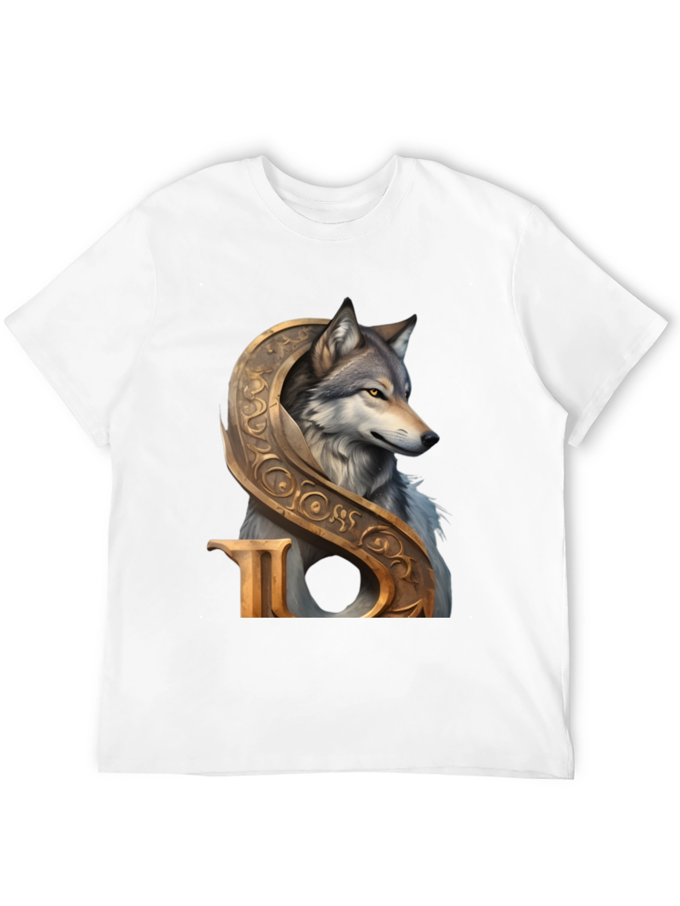 Wolf and Ornamental Letter T-Shirt