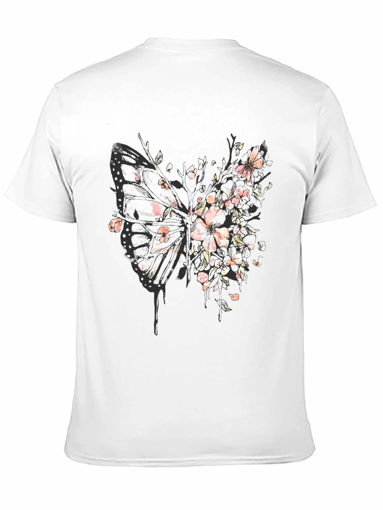 Butterfly Floral Graphic Tee - Black Cotton Blend