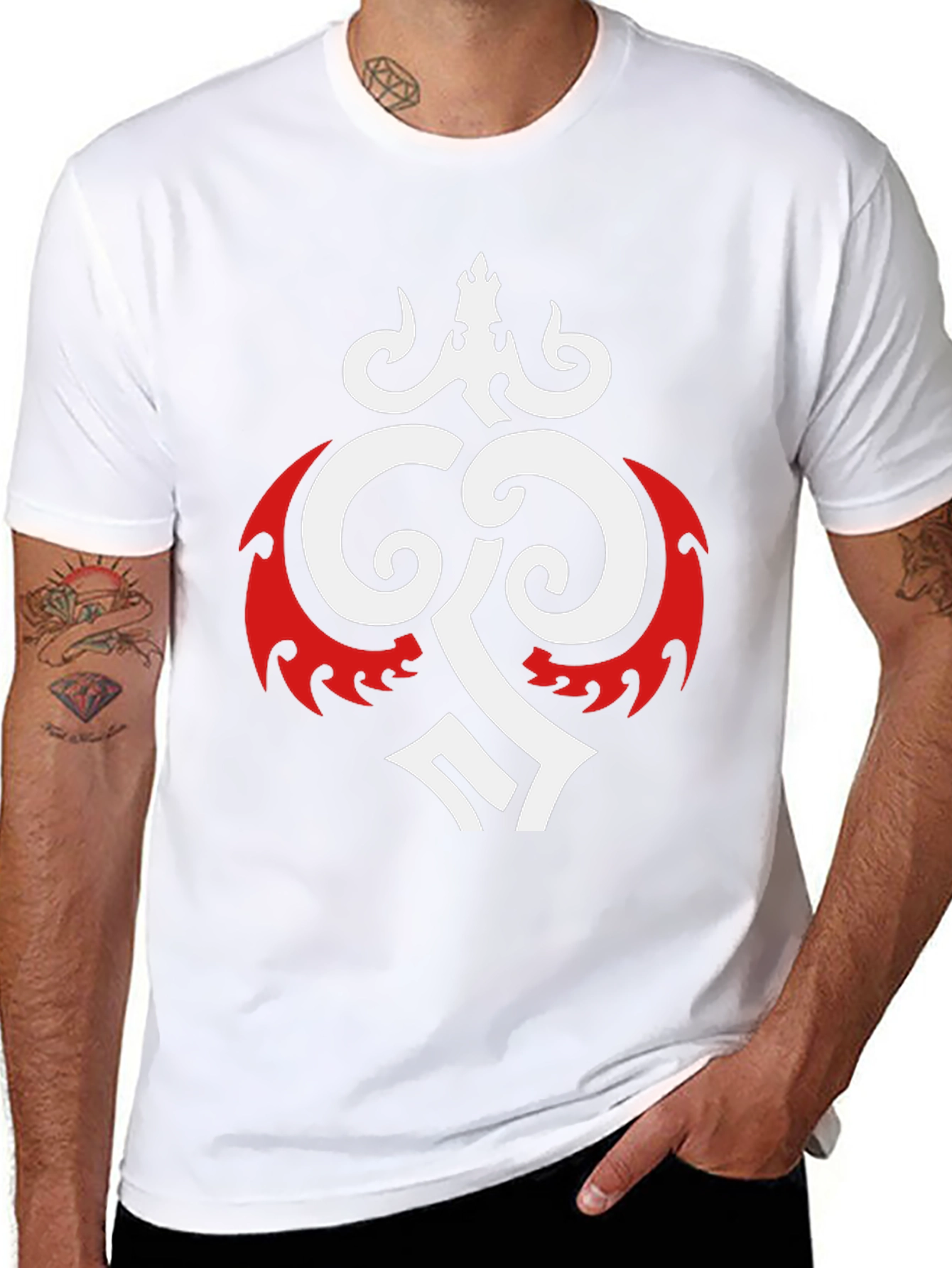 Bold Graphic Tee - Black with Tribal Design