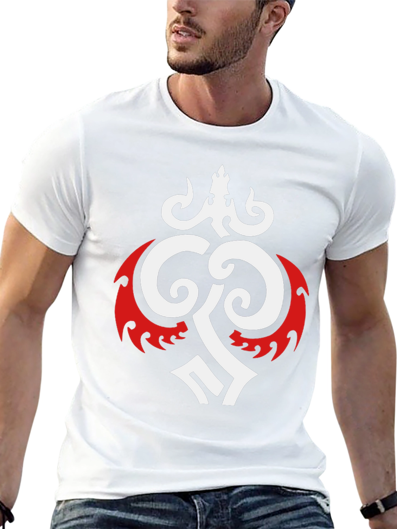 Bold Graphic Tee - Black with Tribal Design