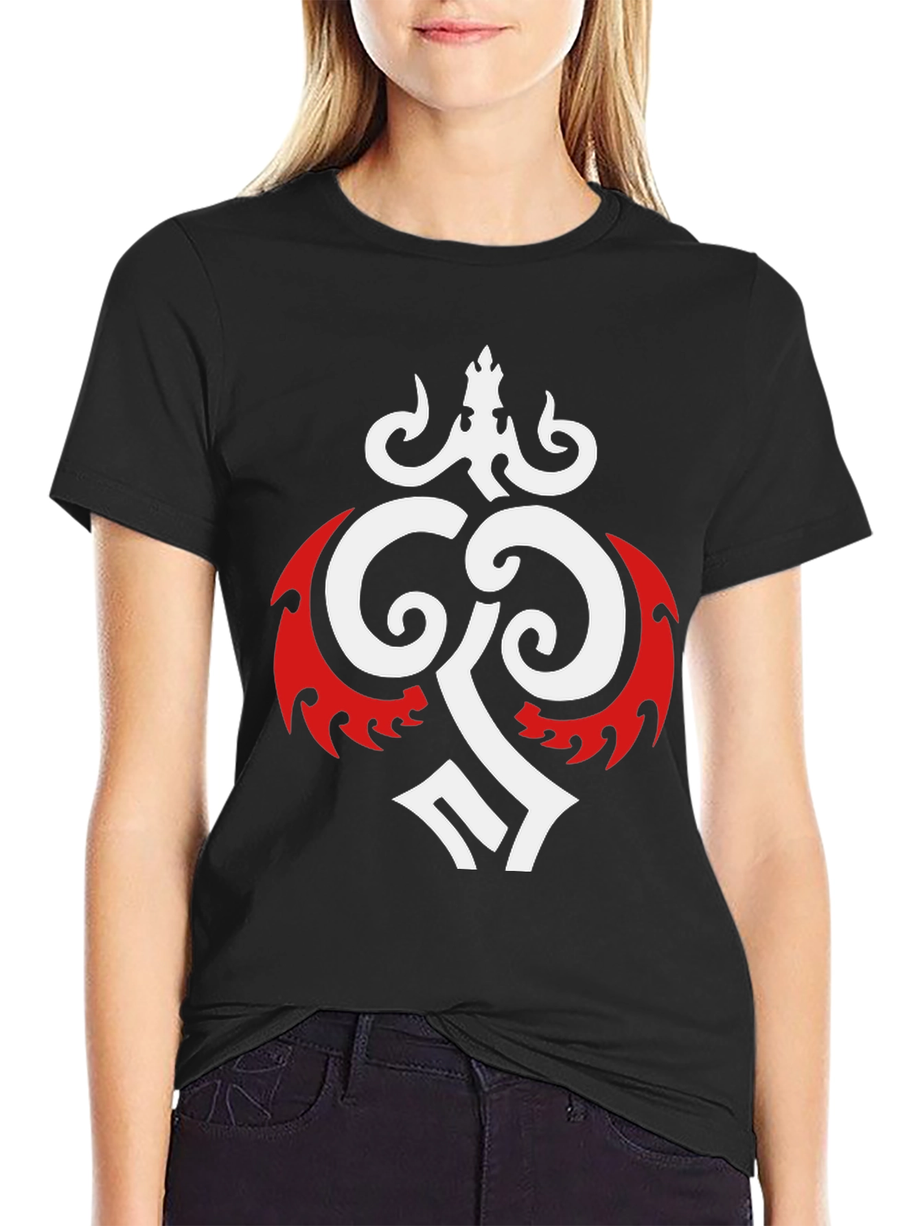 Bold Graphic Tee - Black with Tribal Design