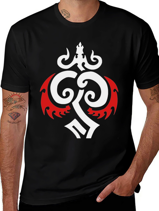 Bold Graphic Tee - Black with Tribal Design