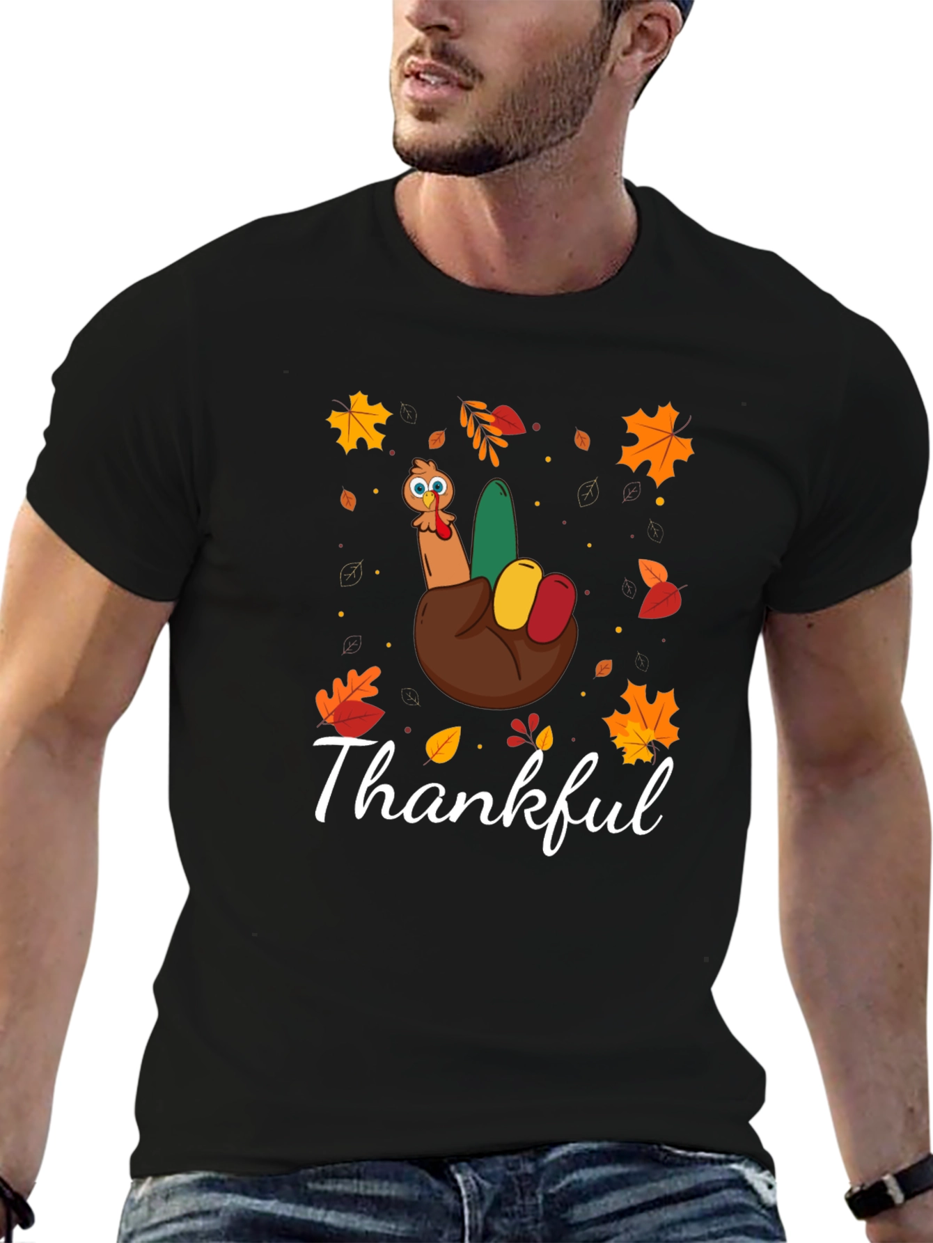 Thankful Turkey Hand Thanksgiving T-Shirt
