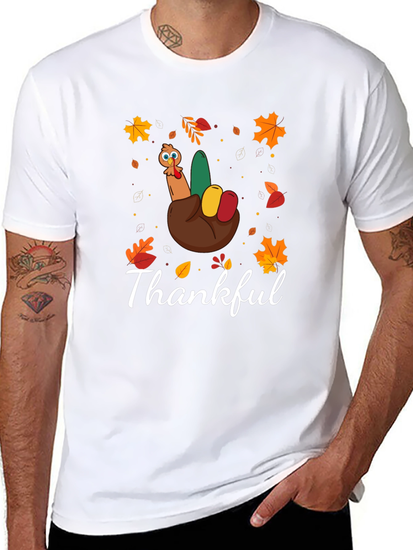 Thankful Turkey Hand Thanksgiving T-Shirt