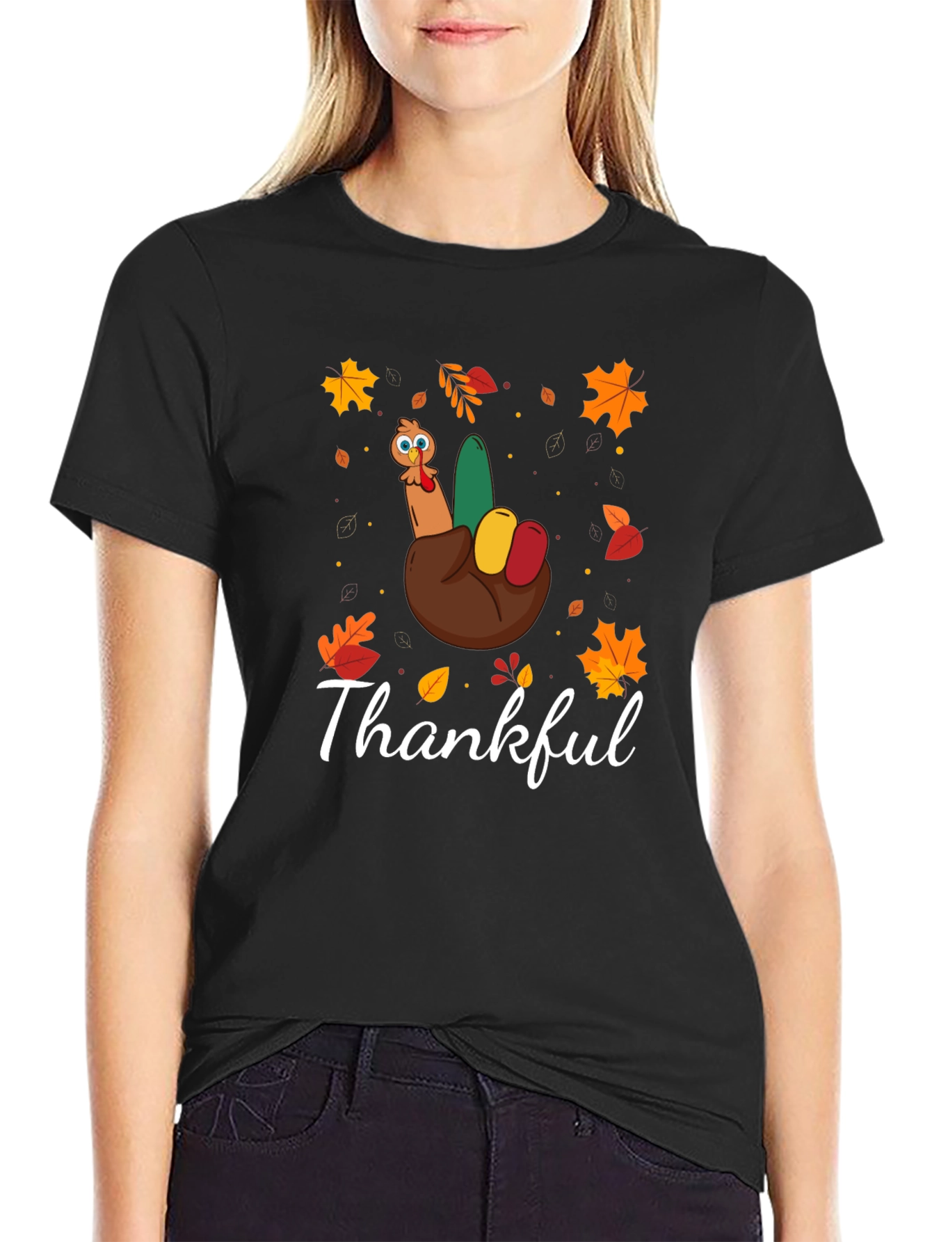 Thankful Turkey Hand Thanksgiving T-Shirt