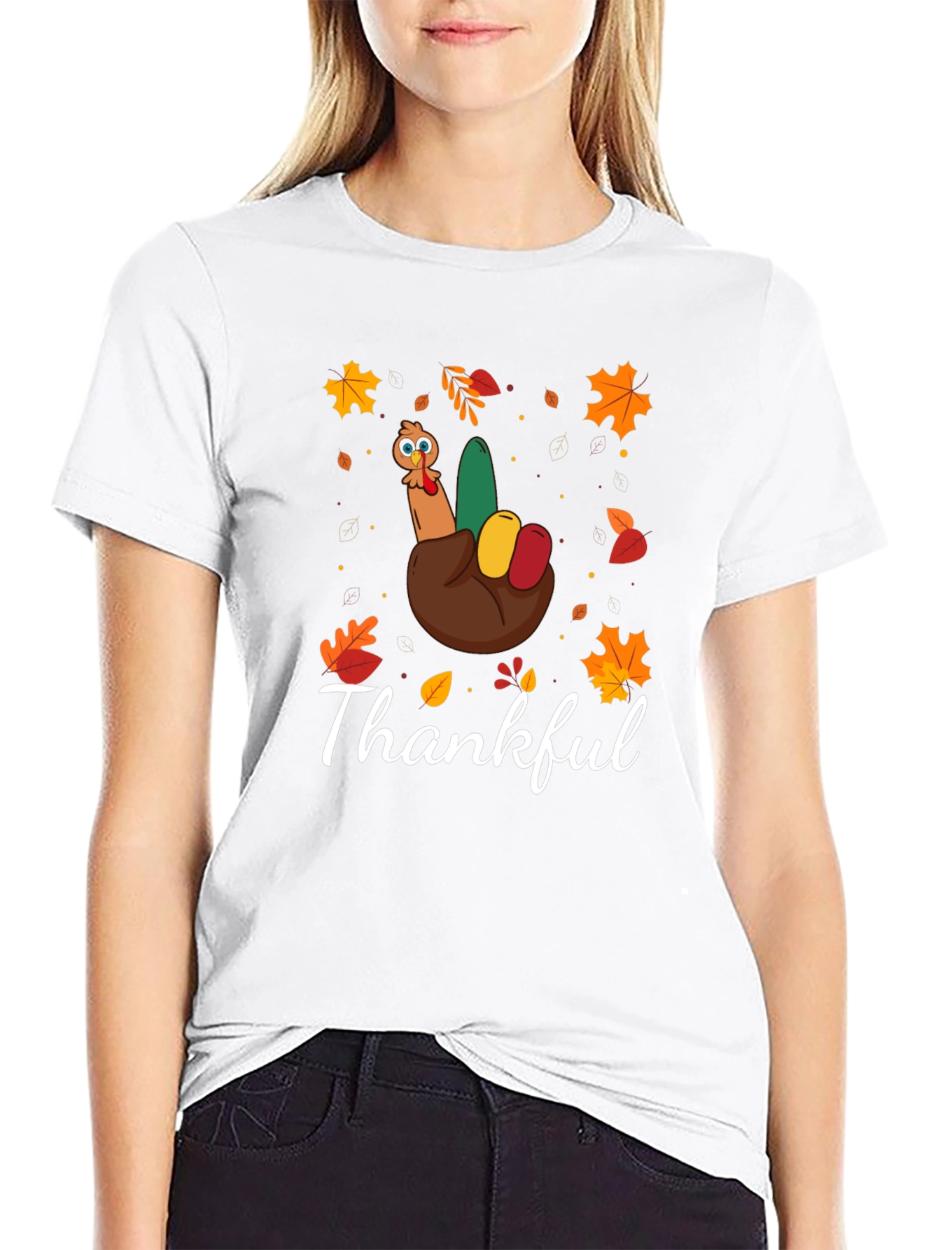 Thankful Turkey Hand Thanksgiving T-Shirt
