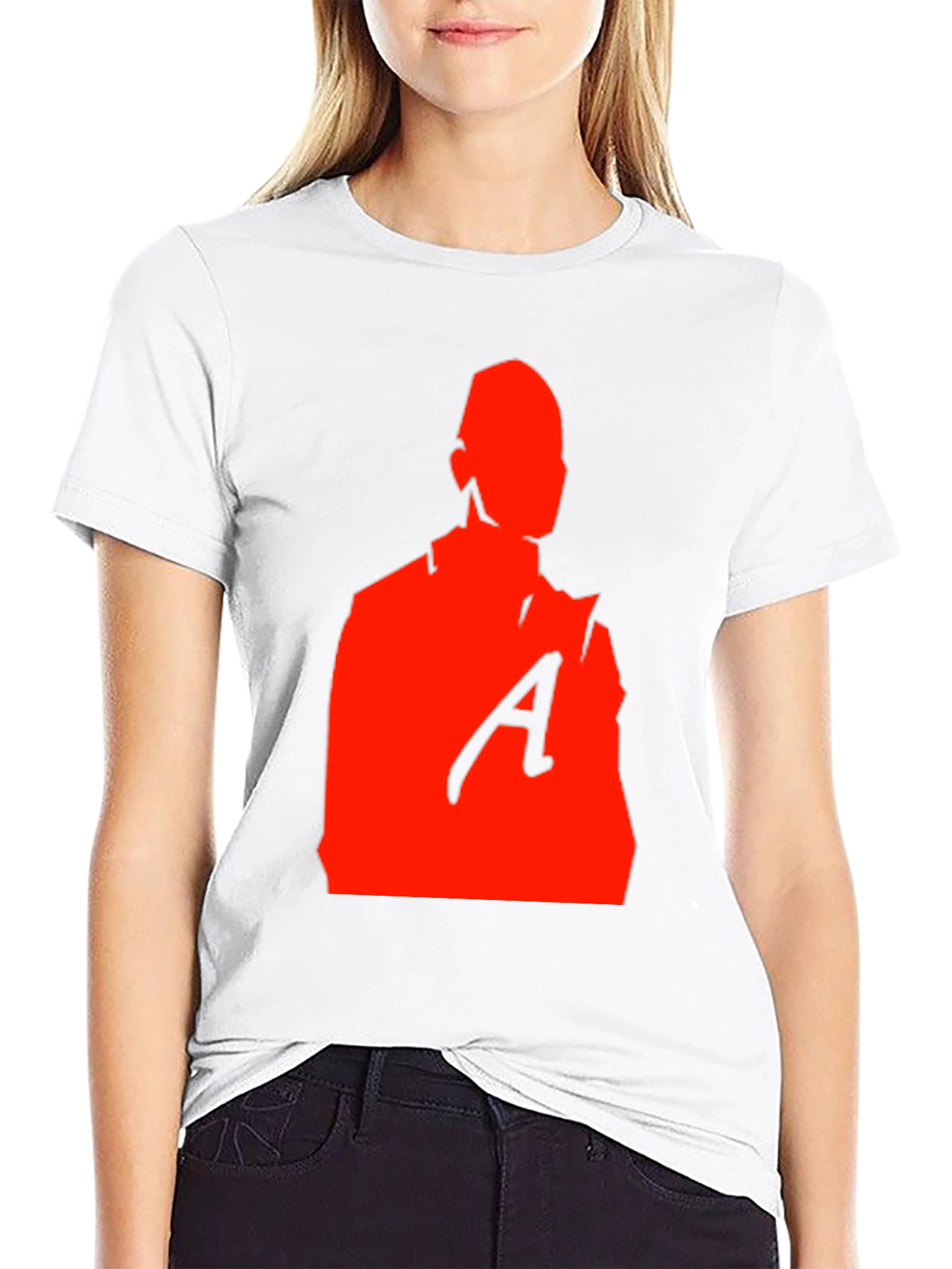 Red Silhouette Graphic Print Black T-Shirt