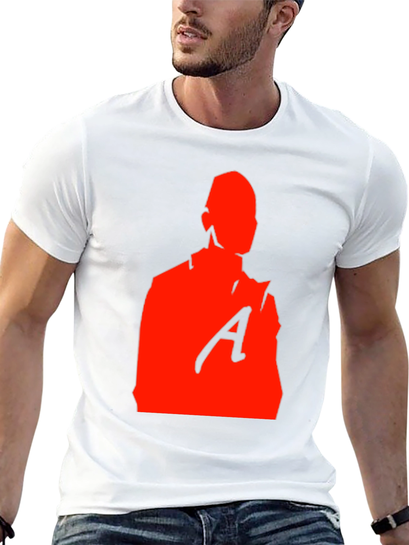 Red Silhouette Graphic Print Black T-Shirt