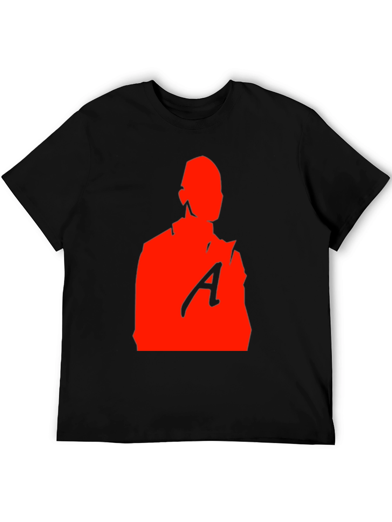 Red Silhouette Graphic Print Black T-Shirt