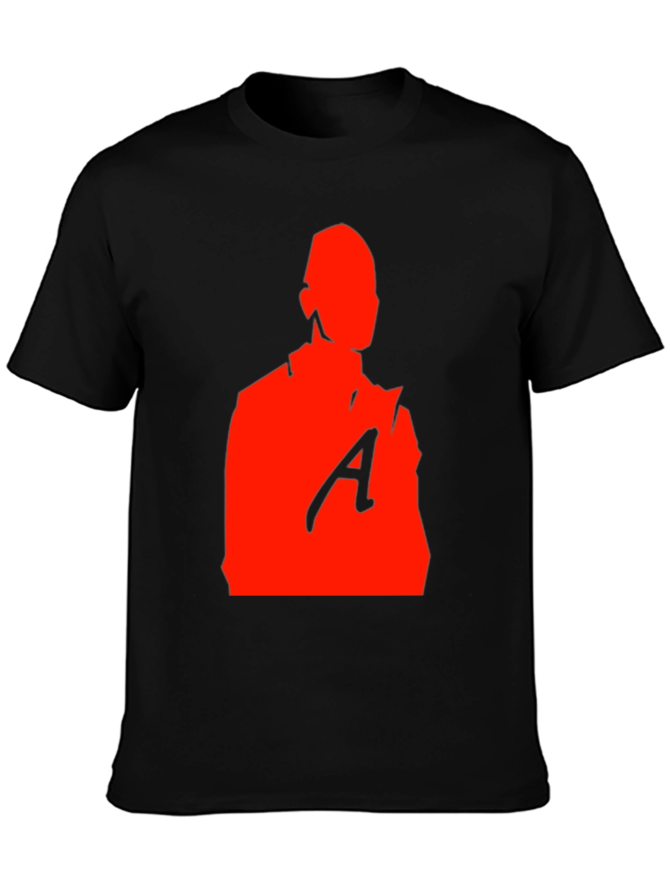 Red Silhouette Graphic Print Black T-Shirt