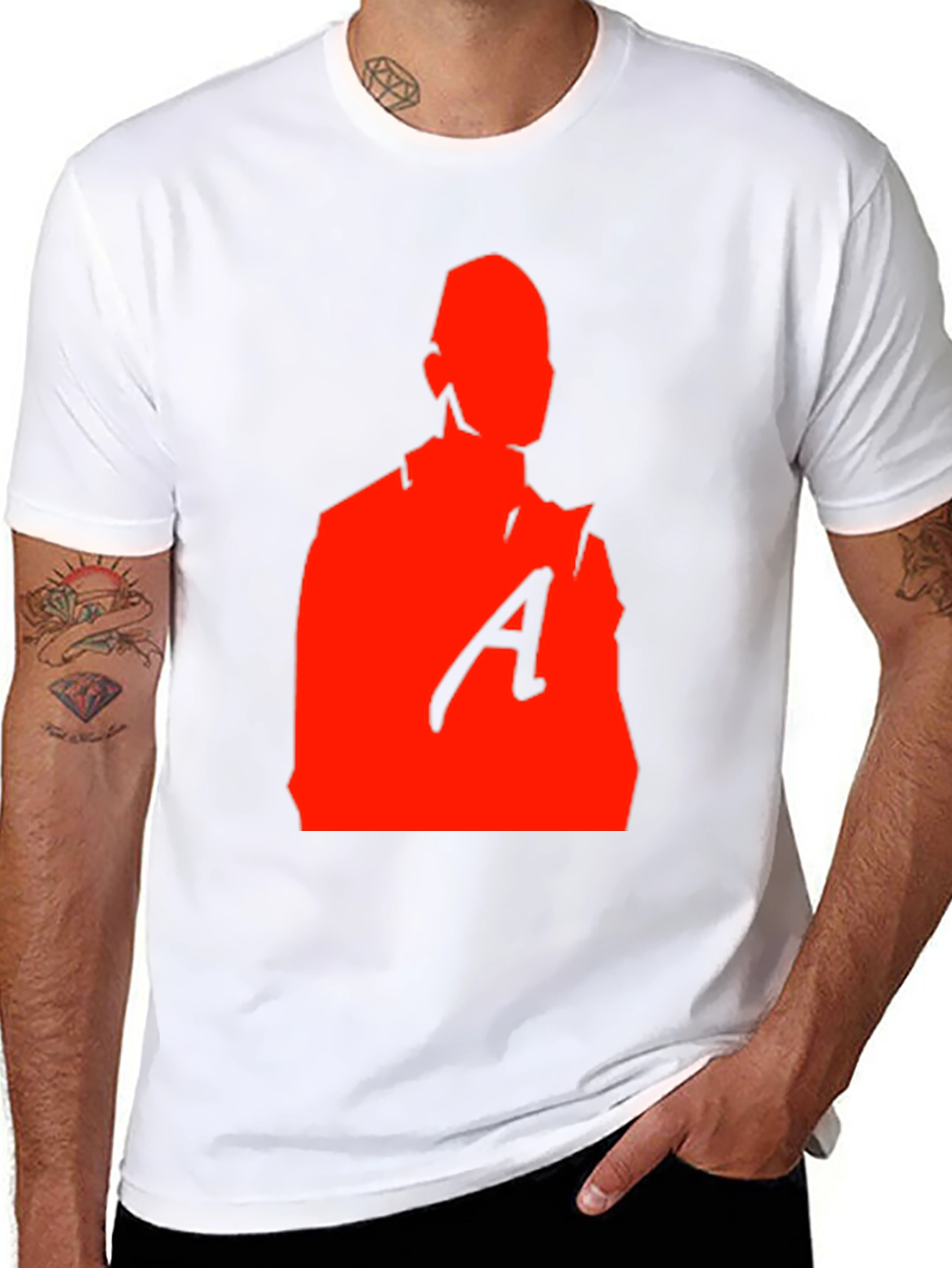 Red Silhouette Graphic Print Black T-Shirt