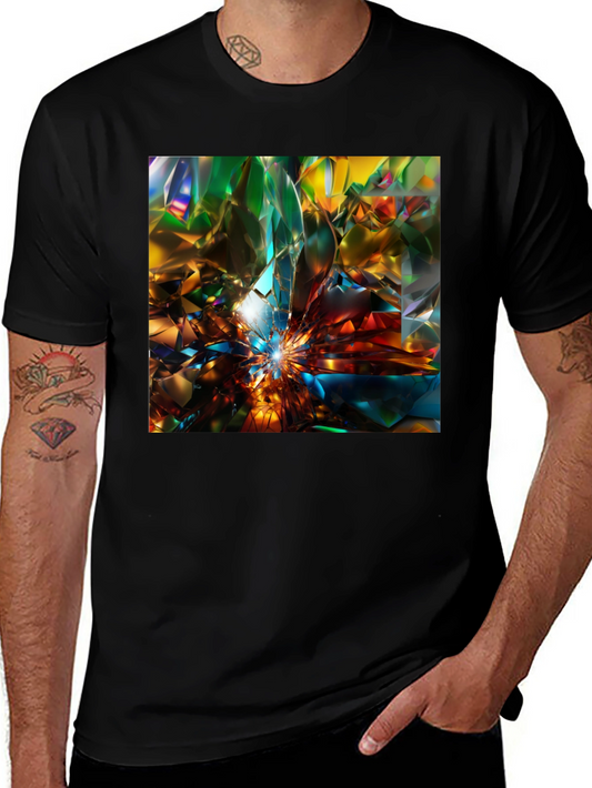 Abstract Crystal Prism Design Tee - Modern Art Shirt