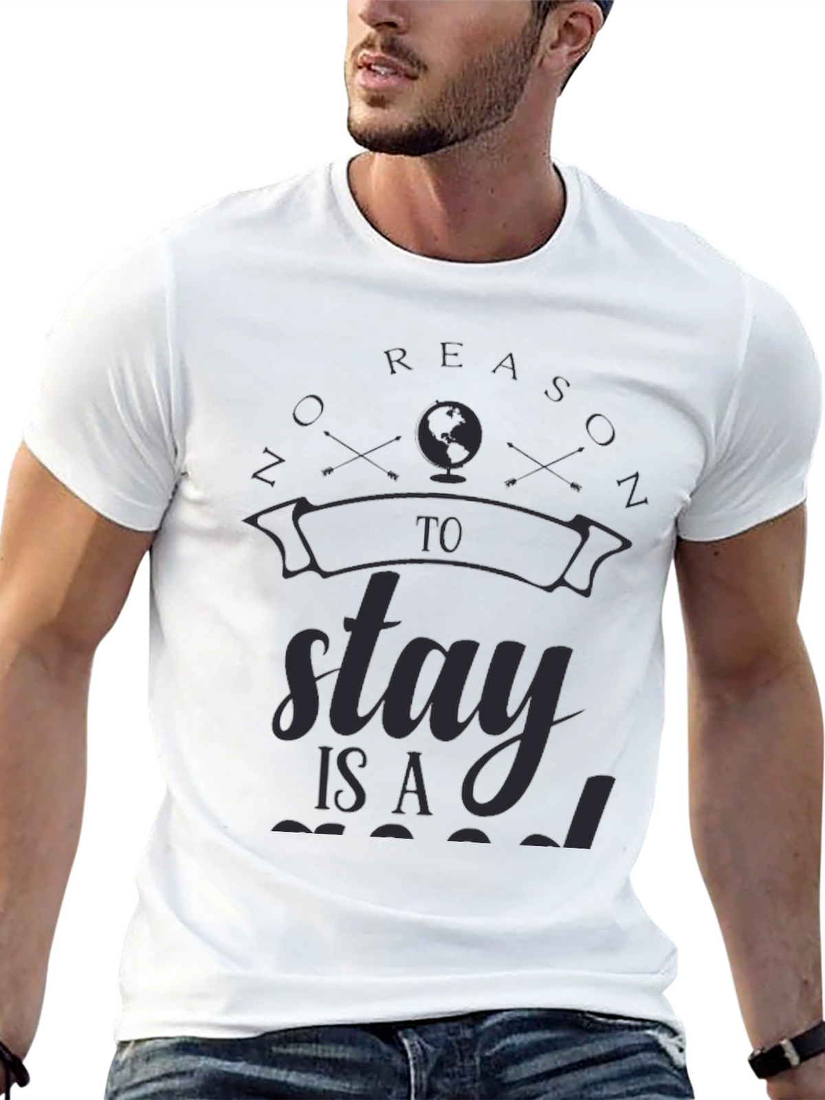 Globe Graphic Black T-Shirt: No Reason To Stay