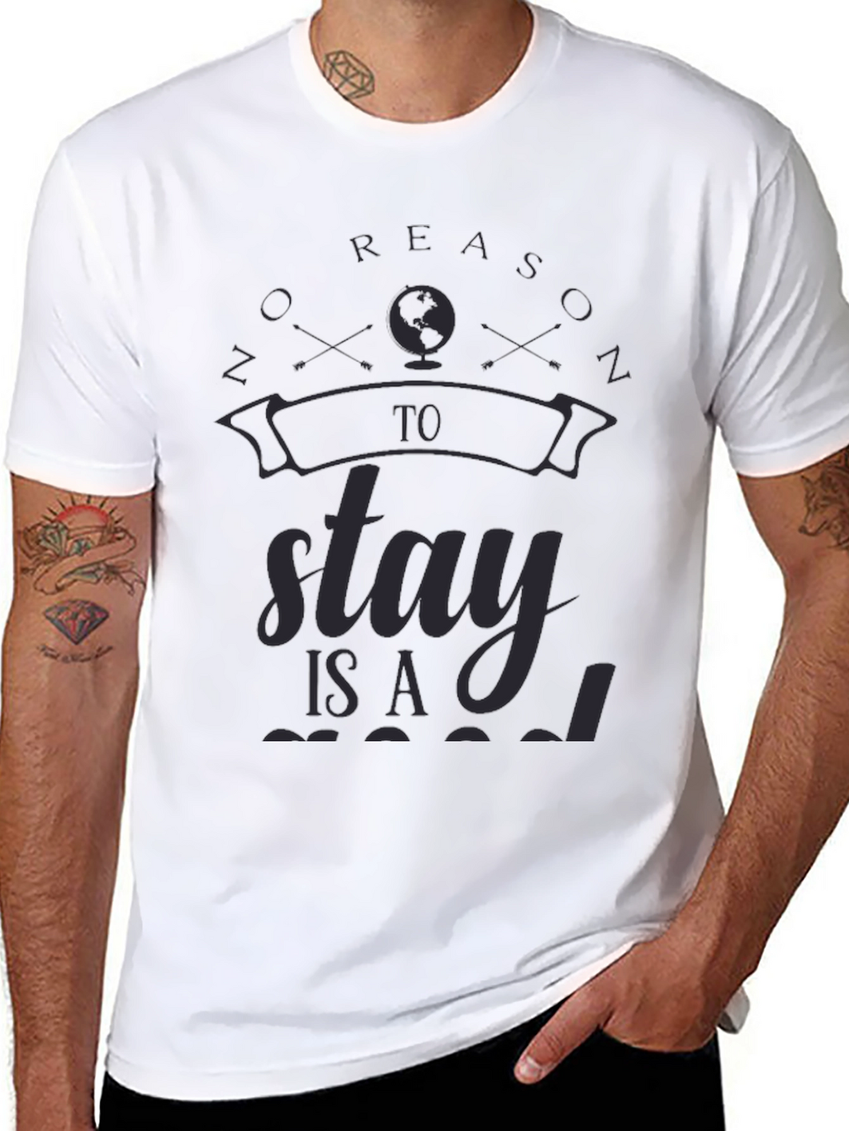 Globe Graphic Black T-Shirt: No Reason To Stay