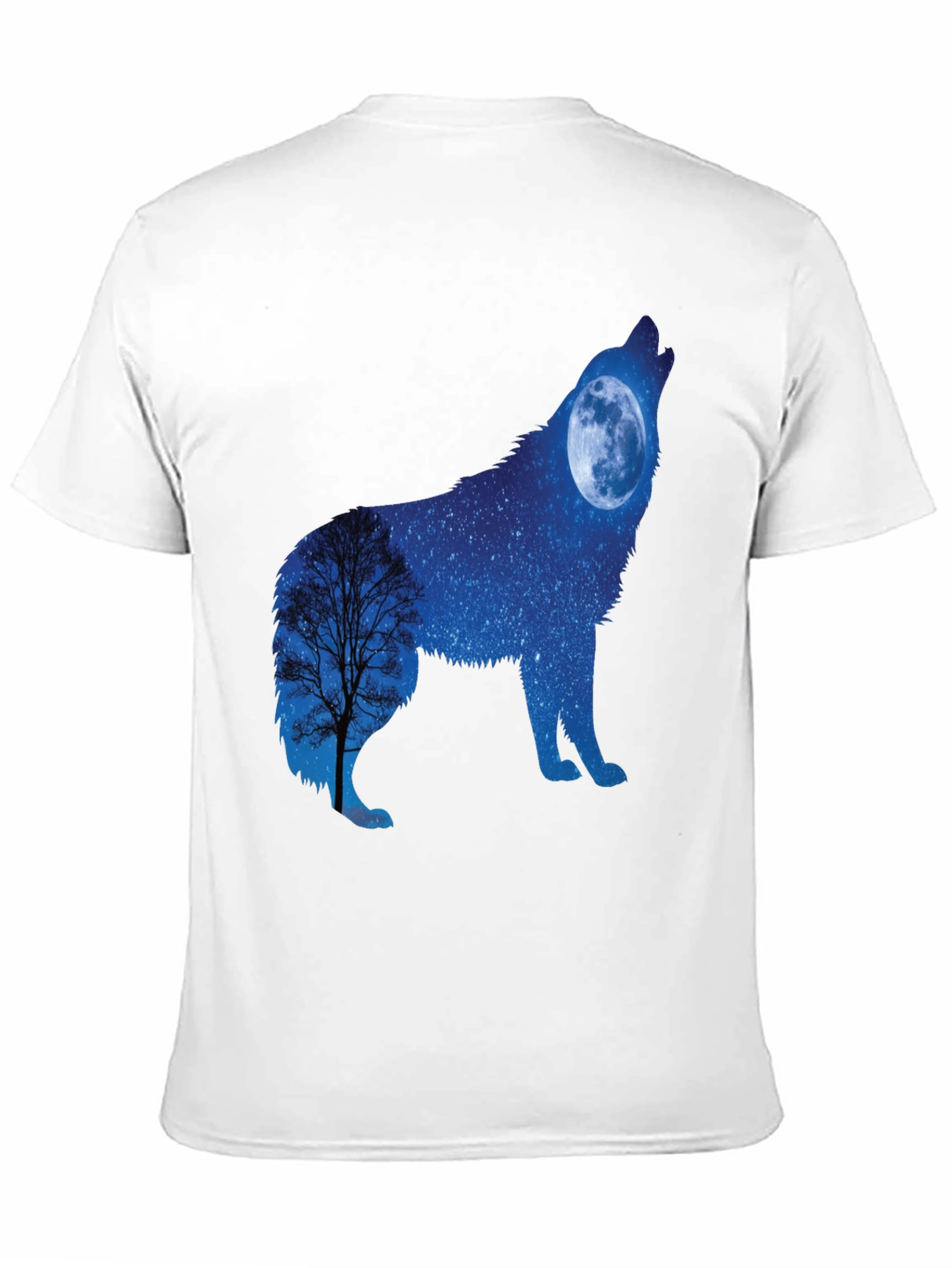 Wolf Moon Silhouette Graphic Tee - Night Sky Design
