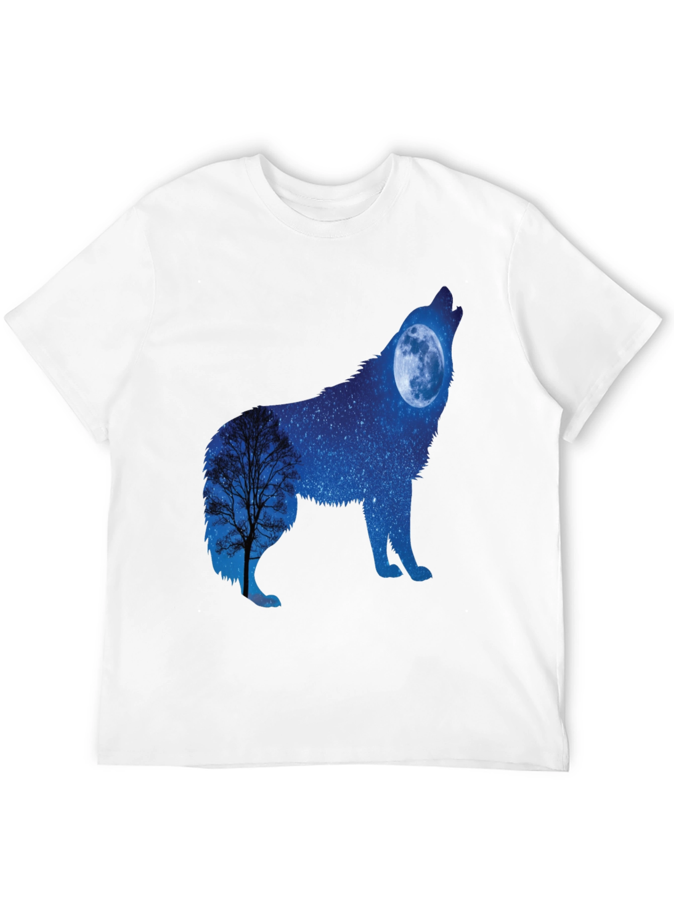 Wolf Moon Silhouette Graphic Tee - Night Sky Design