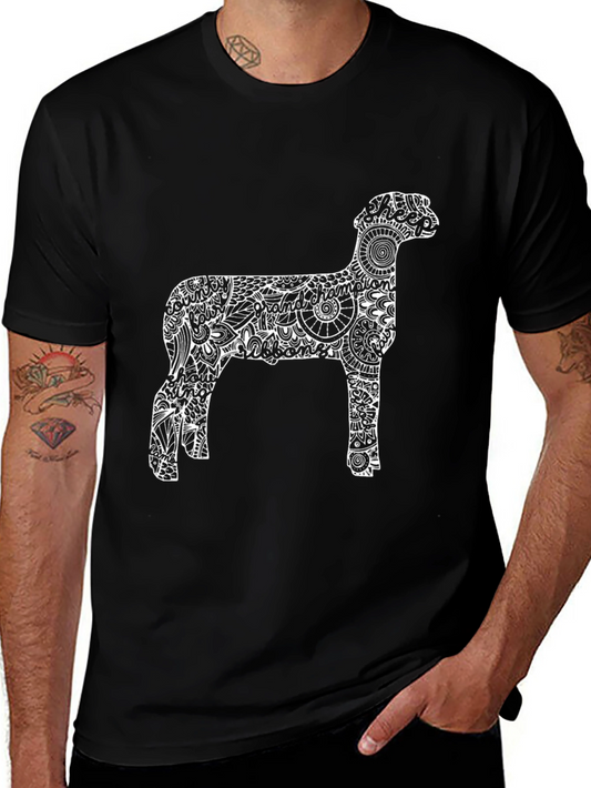 Sheep Silhouette Graphic Tee - Black Cotton Blend
