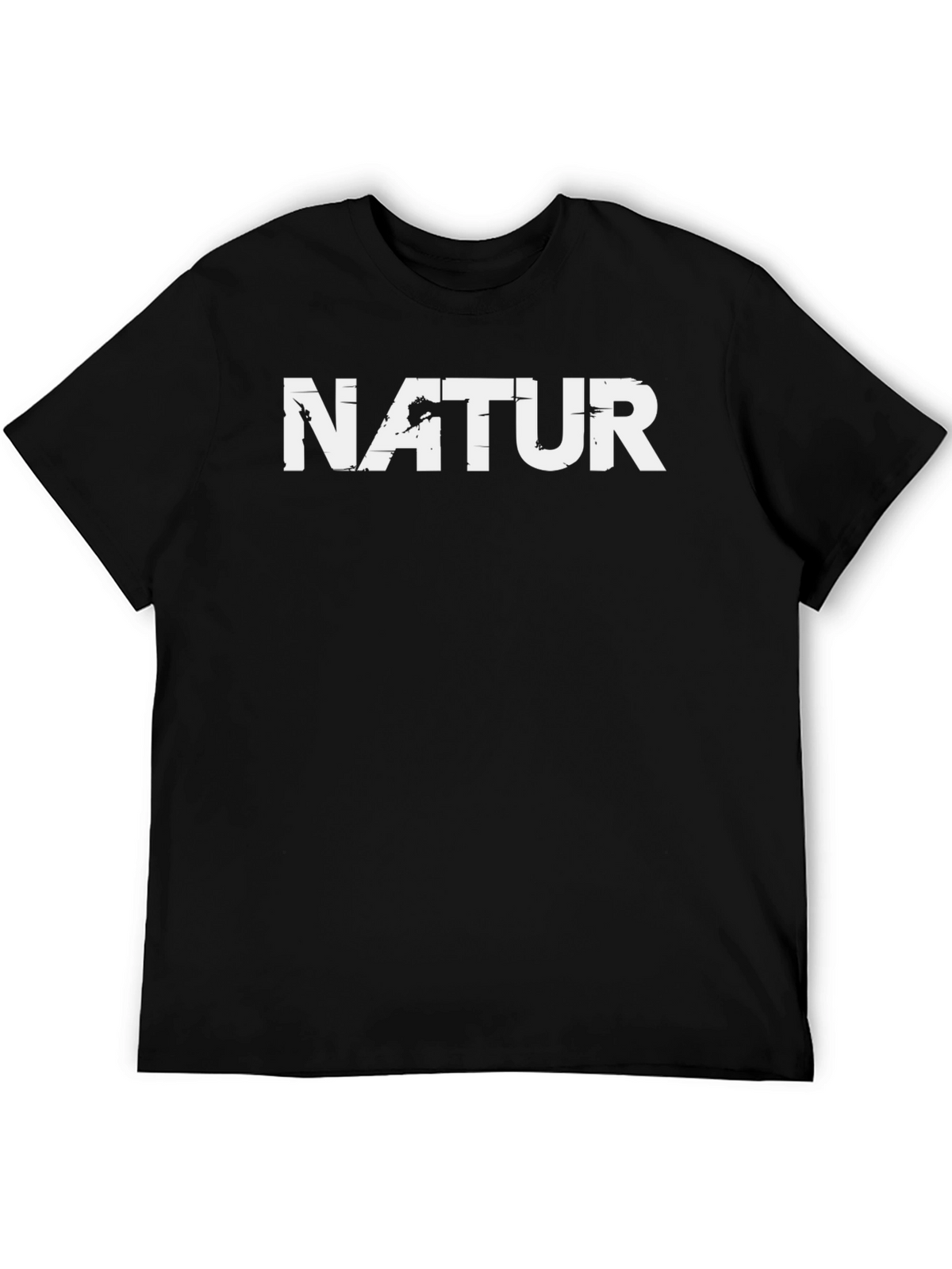 Natur Graphic Tee - Distressed Print Black T-Shirt