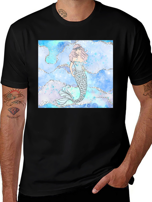 Mermaid Graphic Black T-Shirt