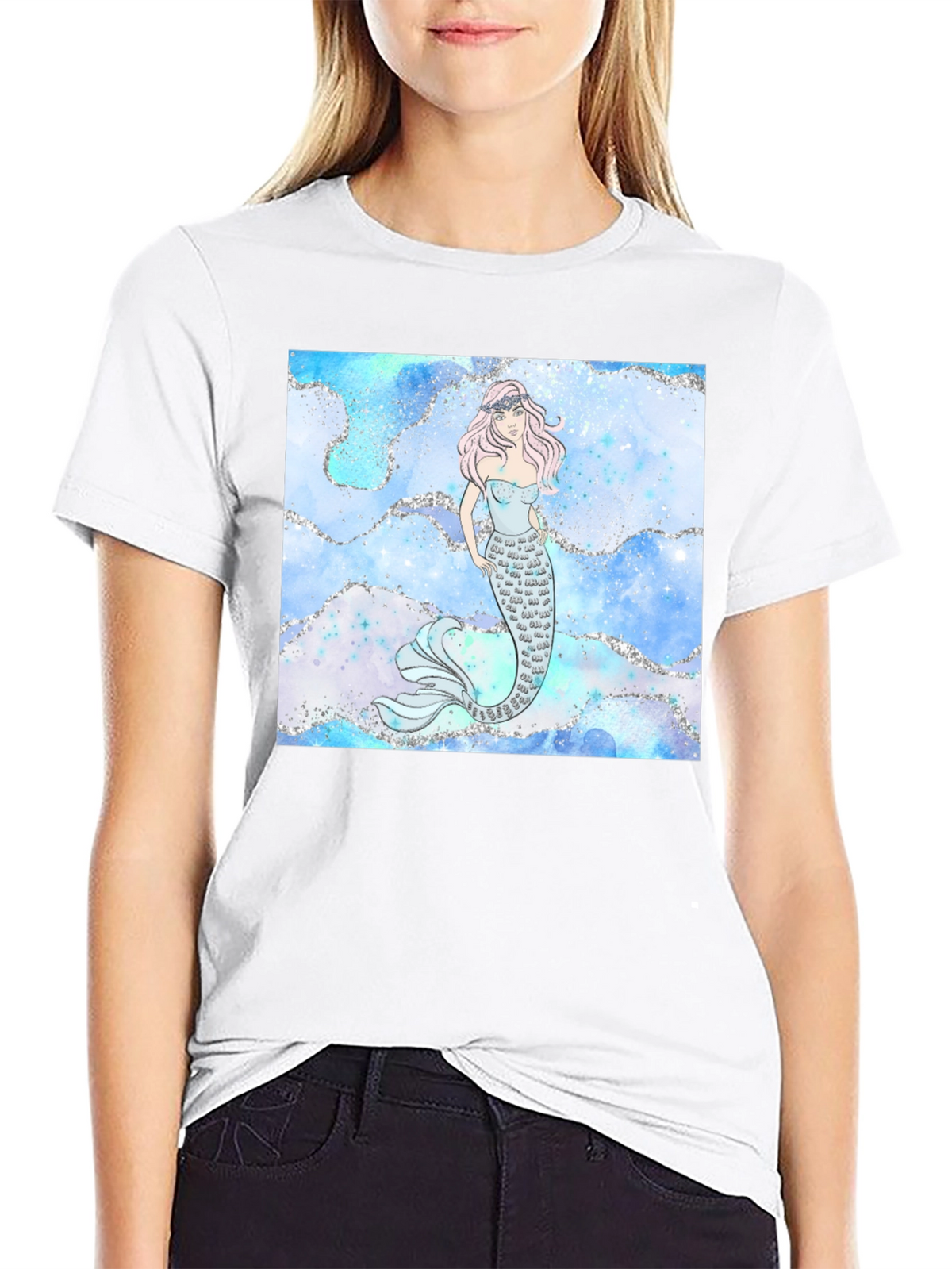 Mermaid Graphic Black T-Shirt