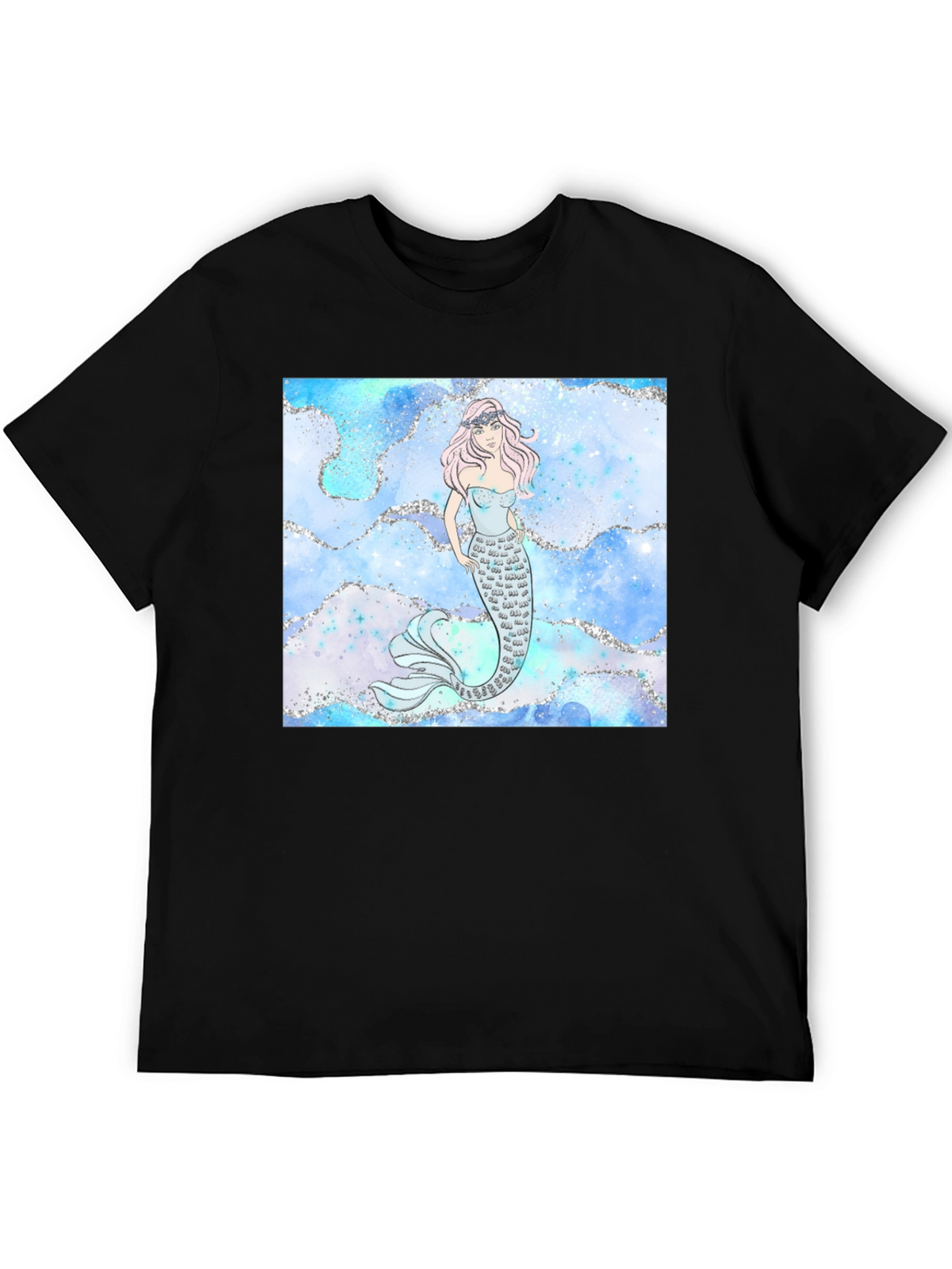 Mermaid Graphic Black T-Shirt