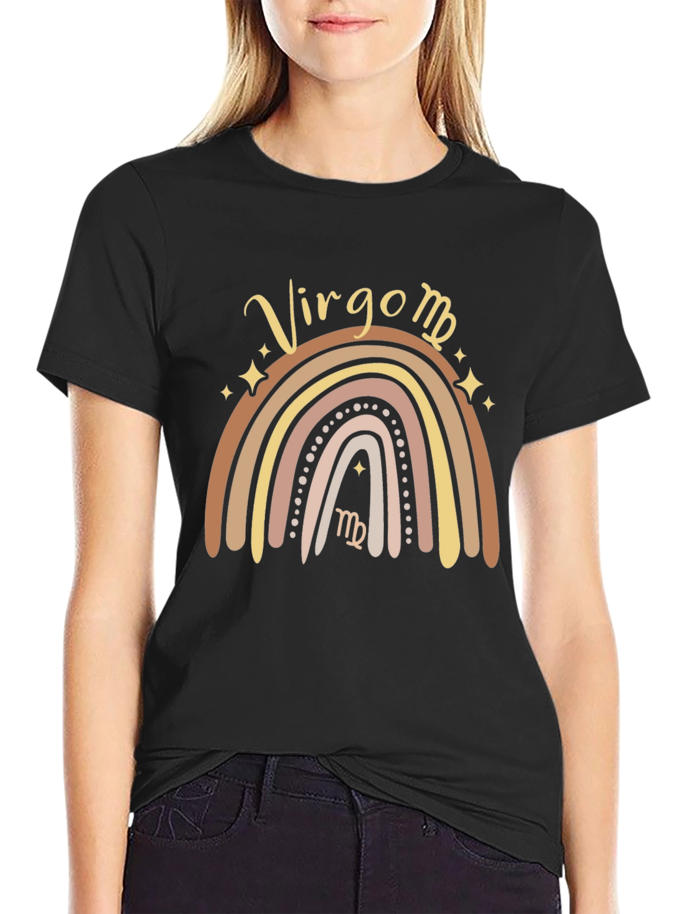 Virgo Zodiac Sign Rainbow Graphic T-Shirt