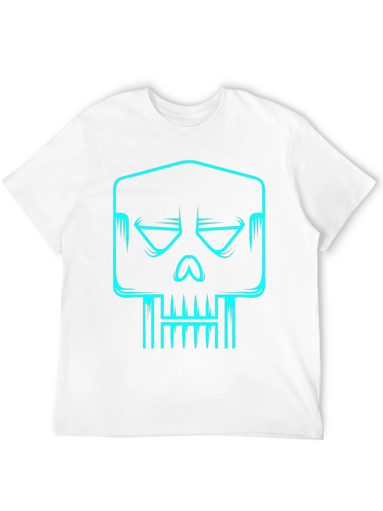 Cyber Skull Graphic Tee - Black Cotton T-Shirt