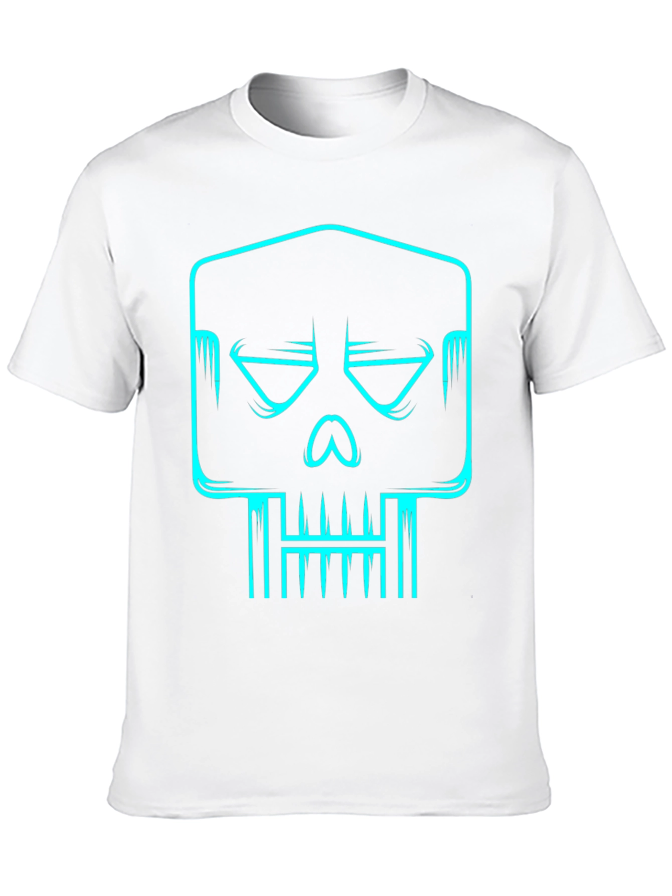 Cyber Skull Graphic Tee - Black Cotton T-Shirt