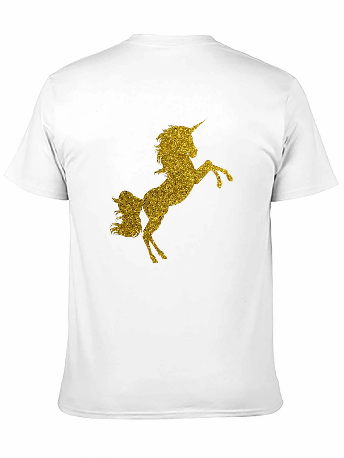Gold Glitter Unicorn Black T-Shirt