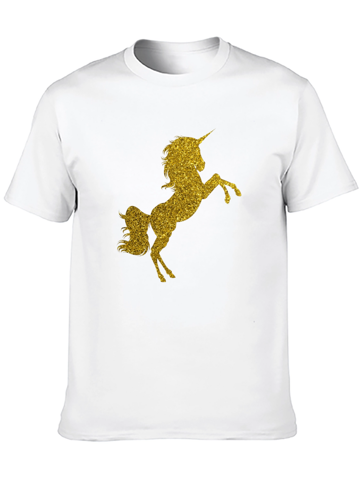 Gold Glitter Unicorn Black T-Shirt
