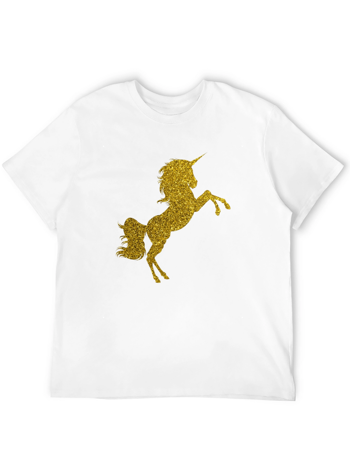 Gold Glitter Unicorn Black T-Shirt