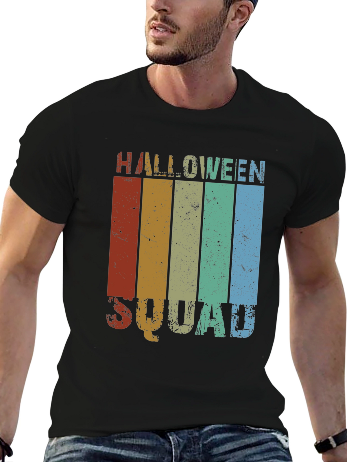 Halloween Squad Retro Stripe T-Shirt