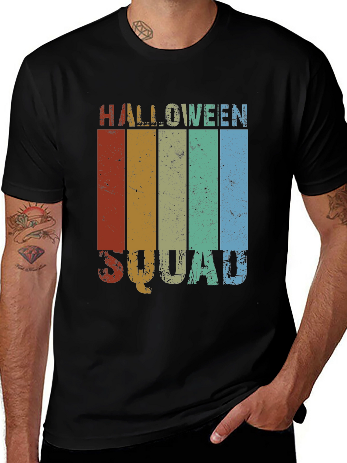 Halloween Squad Retro Stripe T-Shirt