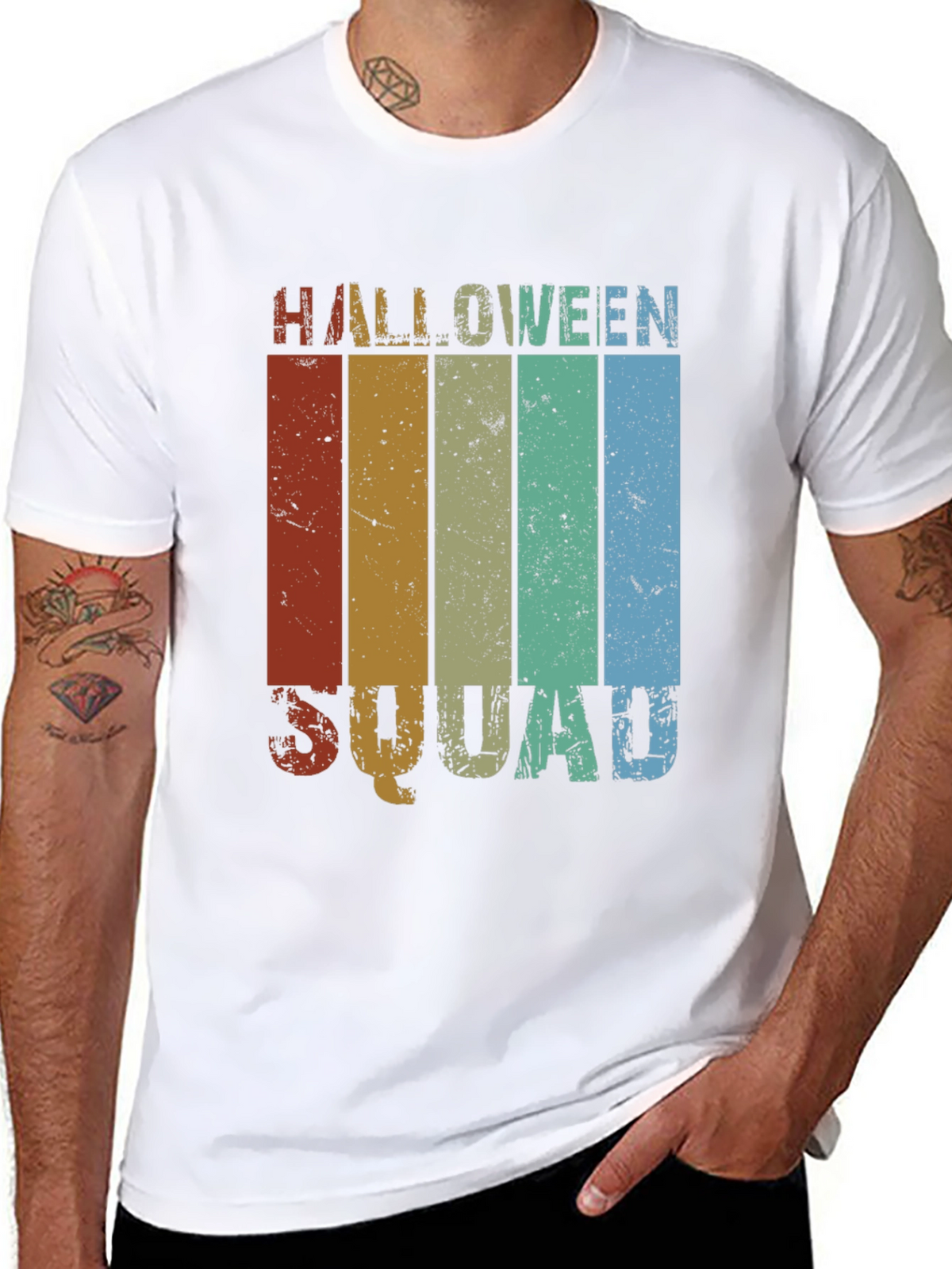 Halloween Squad Retro Stripe T-Shirt