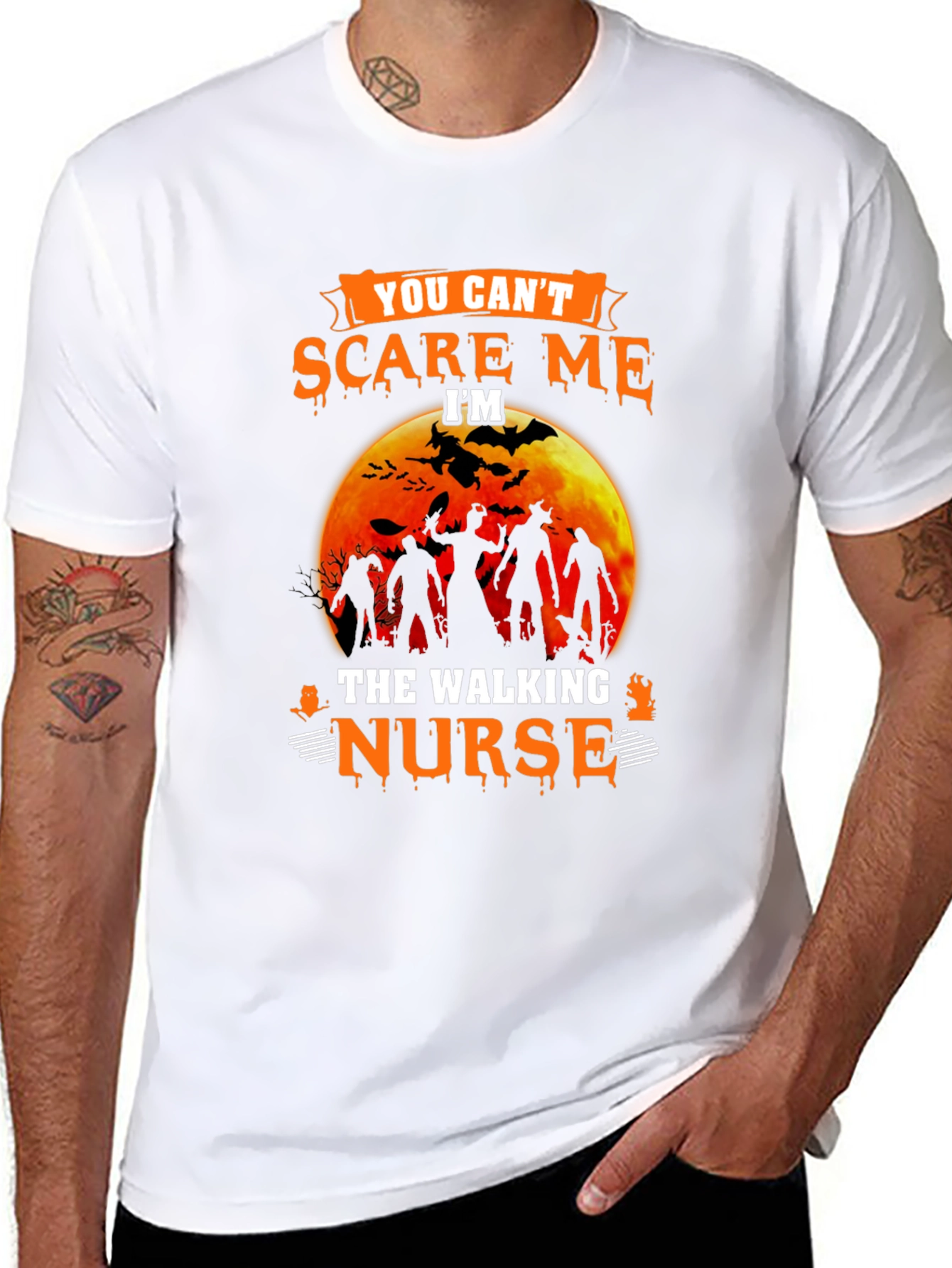 You Cant Scare Me Walking Nurse Halloween T-Shirt