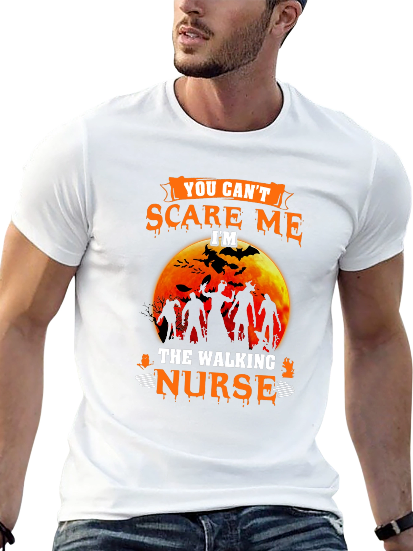 You Cant Scare Me Walking Nurse Halloween T-Shirt