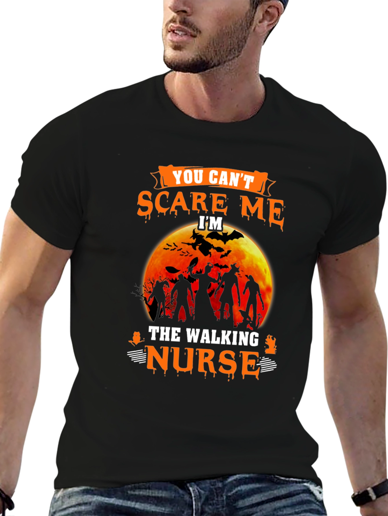 You Cant Scare Me Walking Nurse Halloween T-Shirt