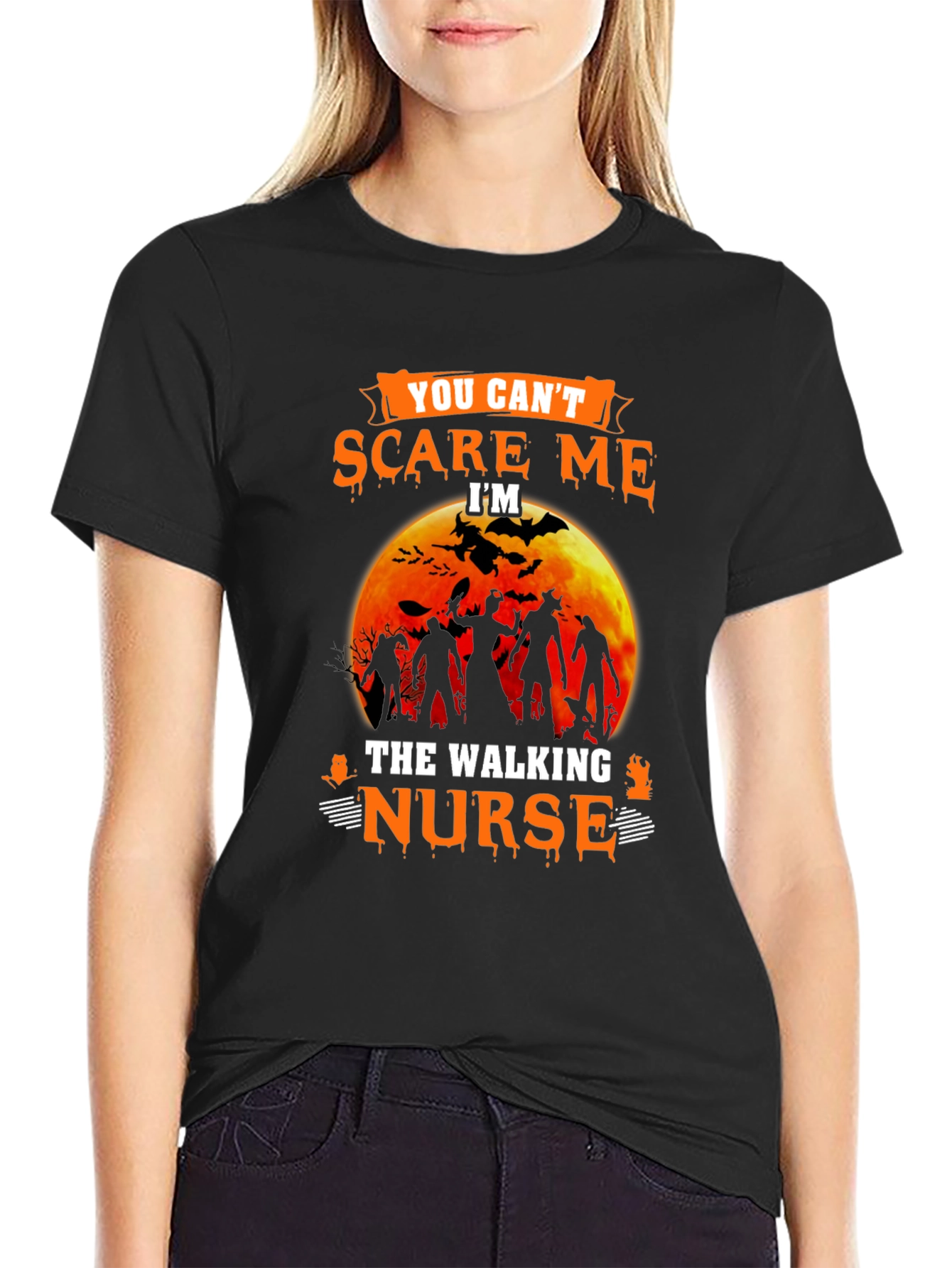You Cant Scare Me Walking Nurse Halloween T-Shirt