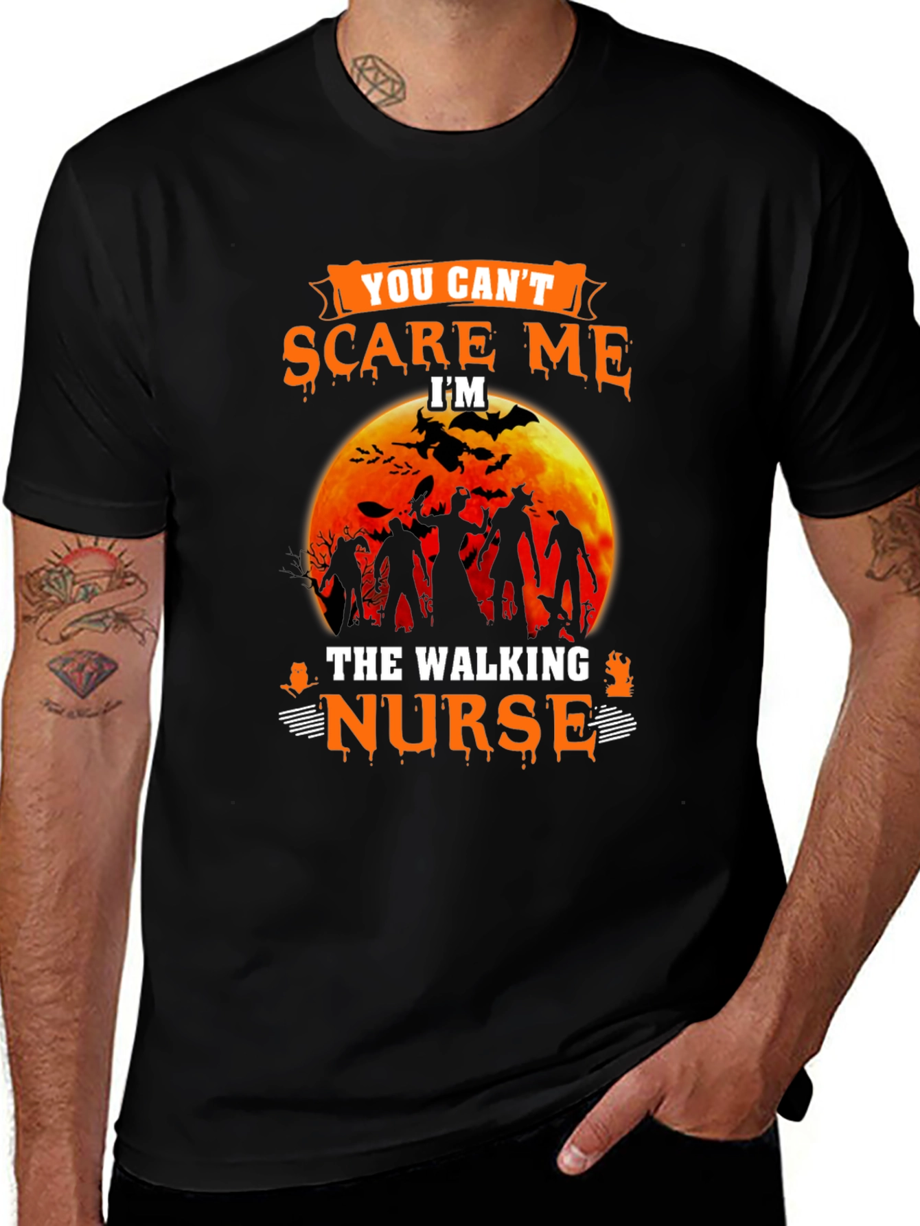 You Cant Scare Me Walking Nurse Halloween T-Shirt