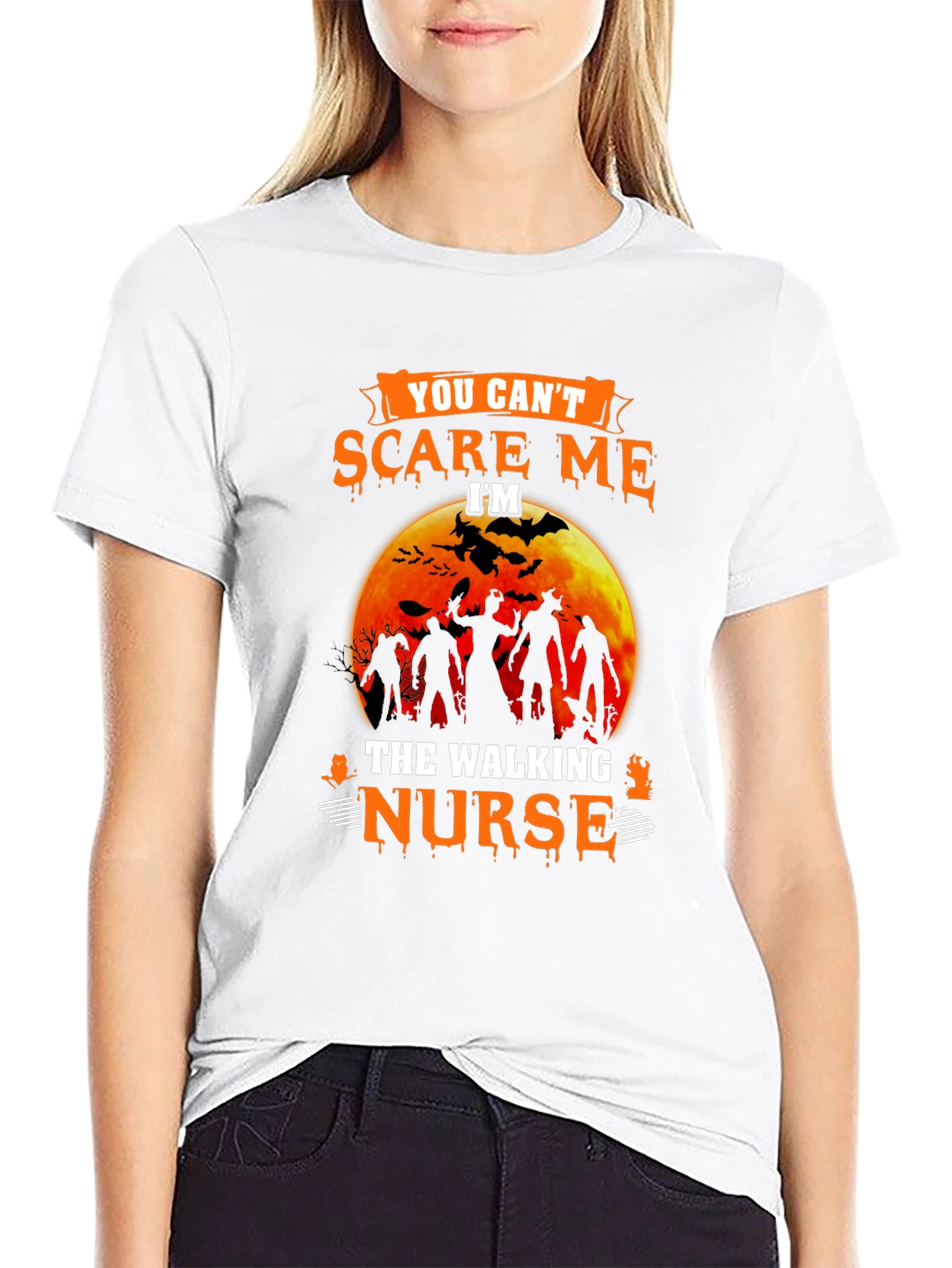 You Cant Scare Me Walking Nurse Halloween T-Shirt