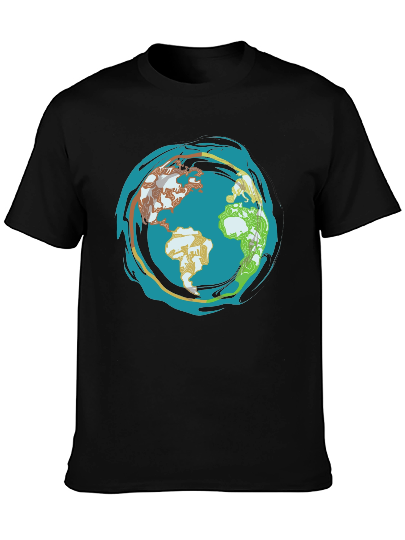 Earth Graphic T-Shirt - Global Design Black Tee