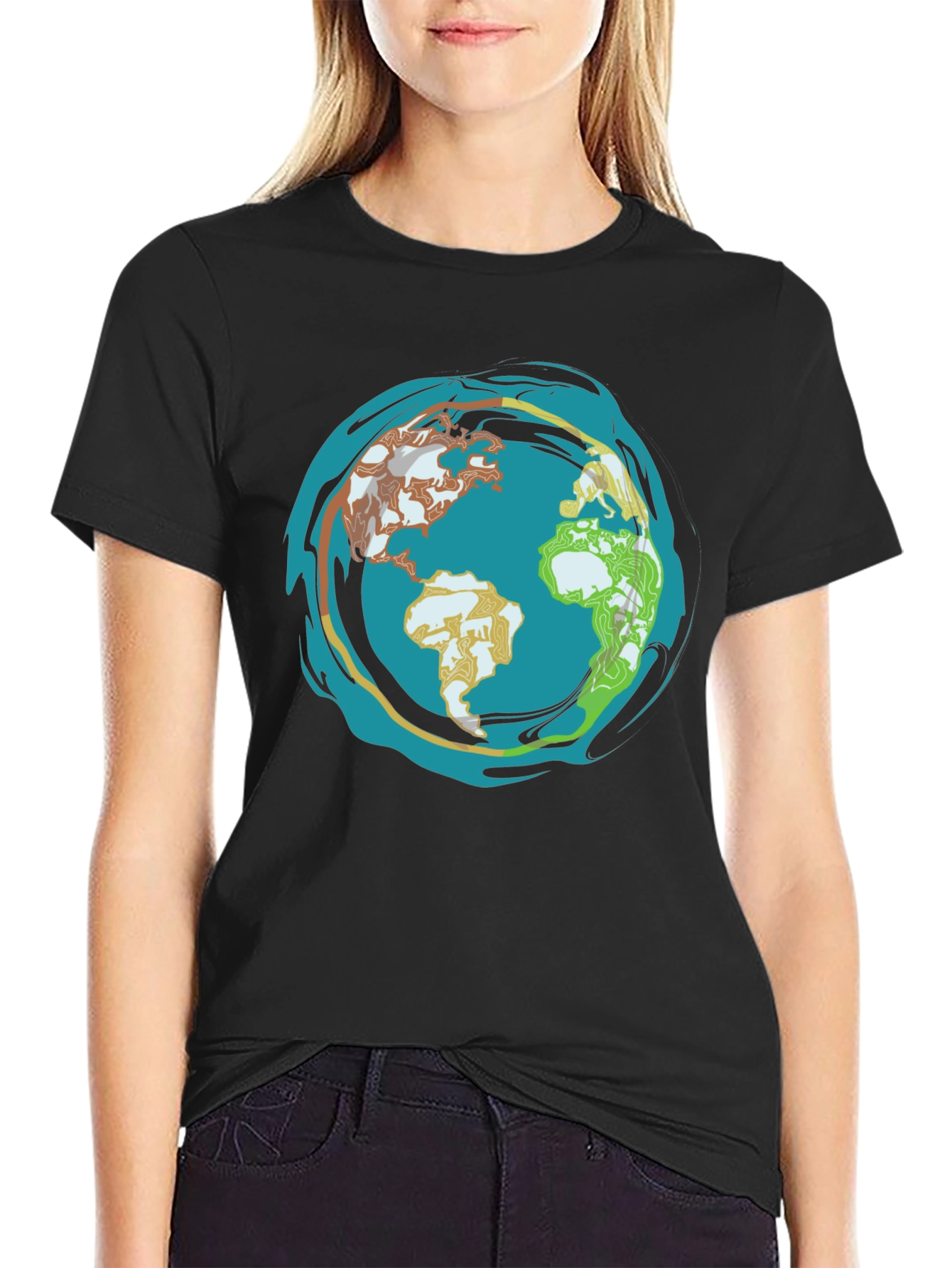 Earth Graphic T-Shirt - Global Design Black Tee