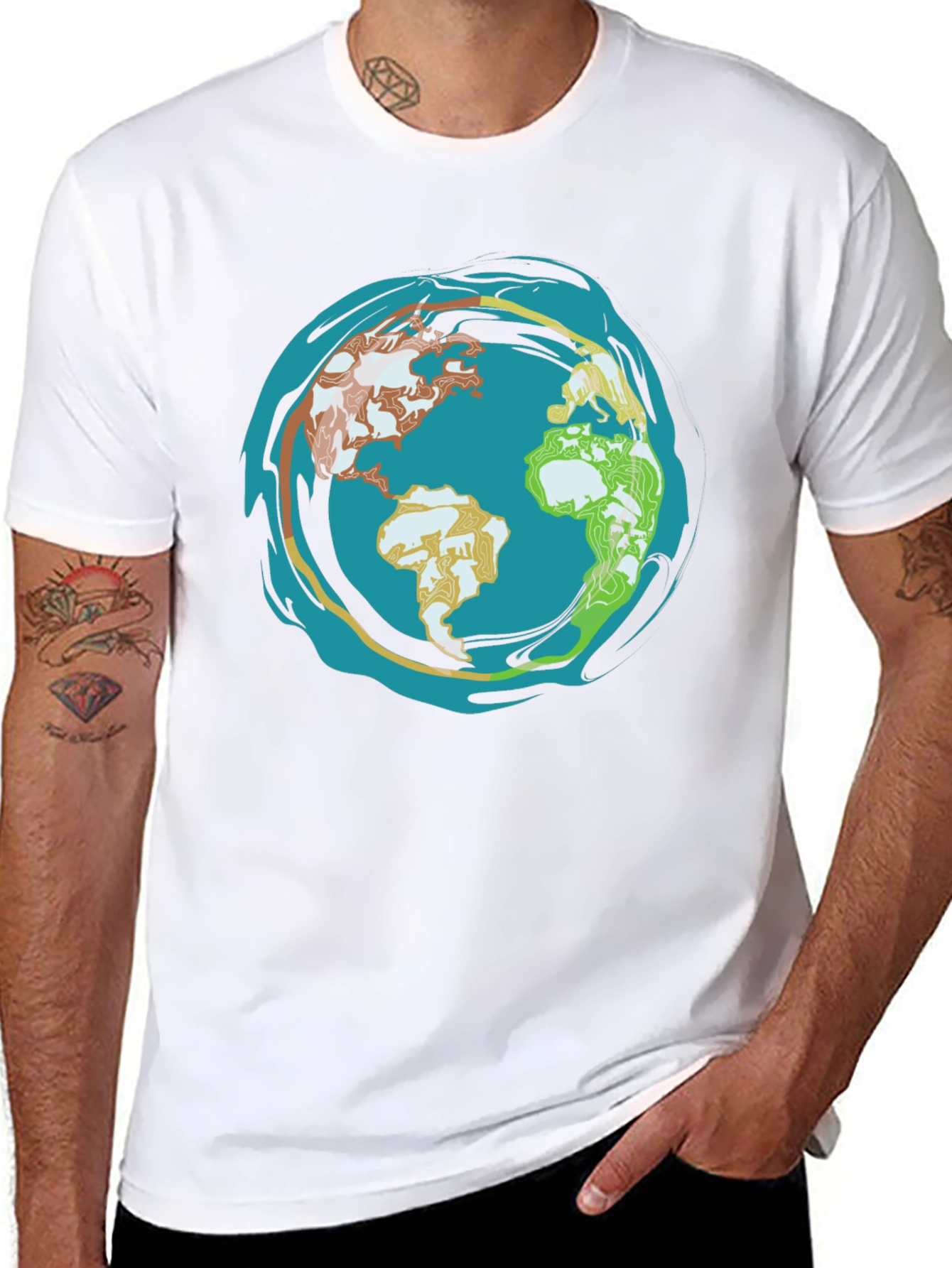 Earth Graphic T-Shirt - Global Design Black Tee