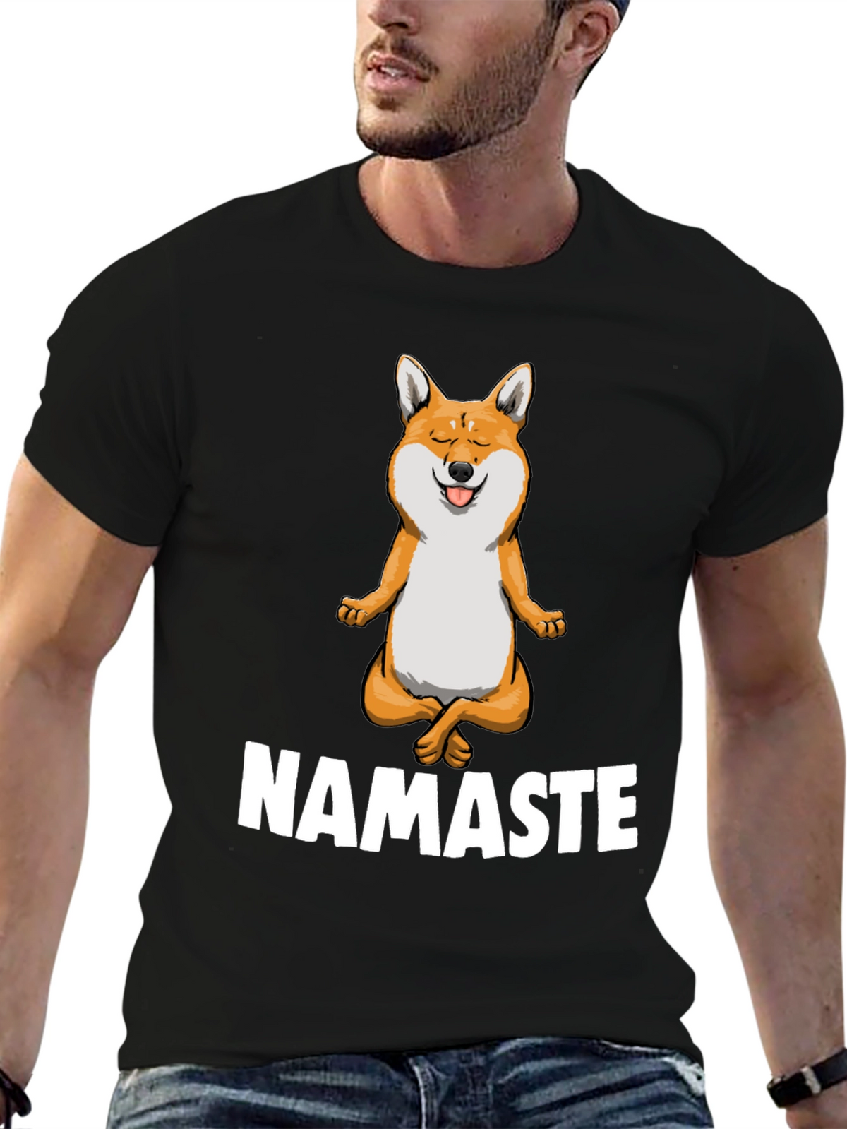 Namaste Dog Graphic T-Shirt