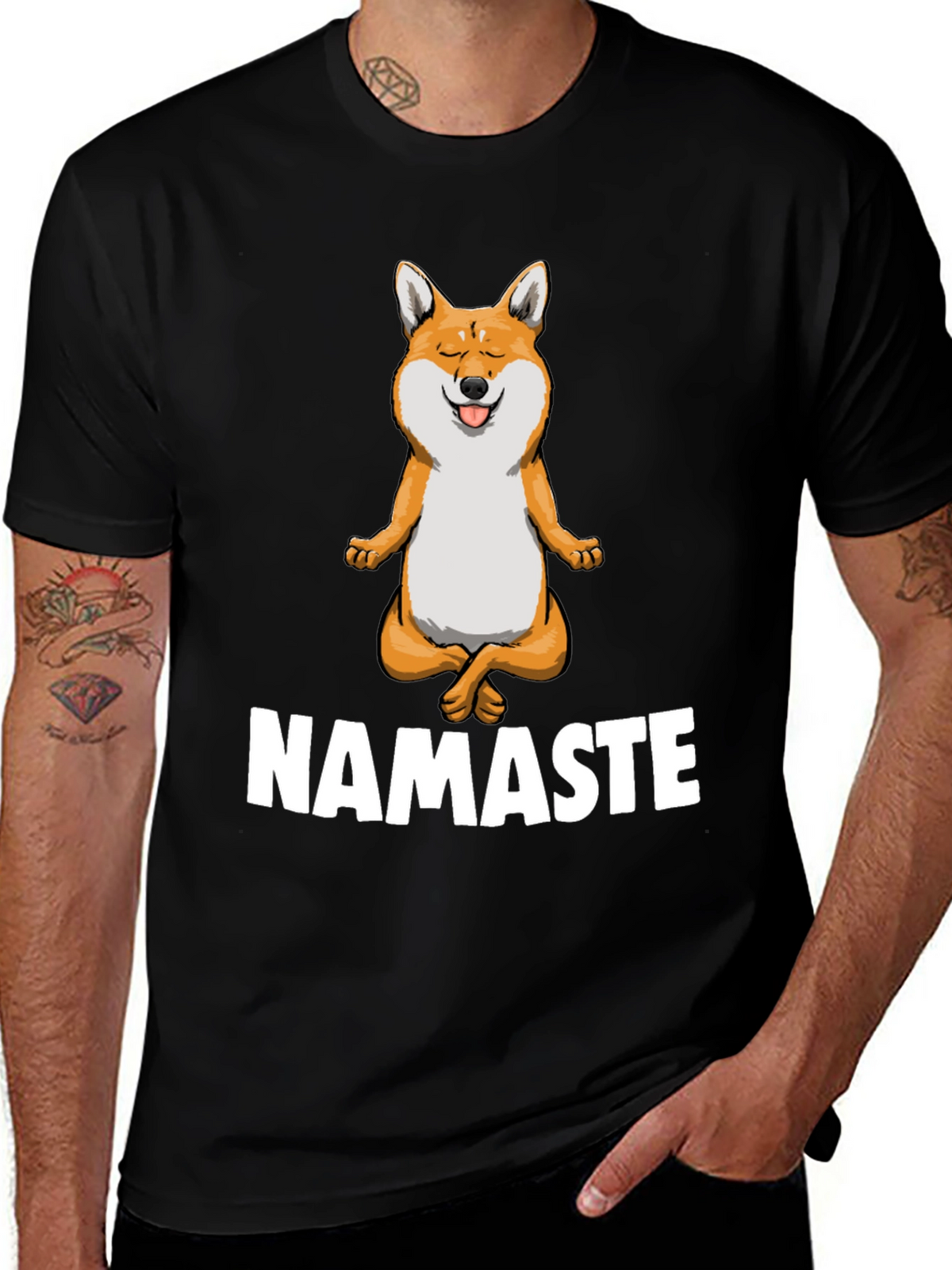 Namaste Dog Graphic T-Shirt