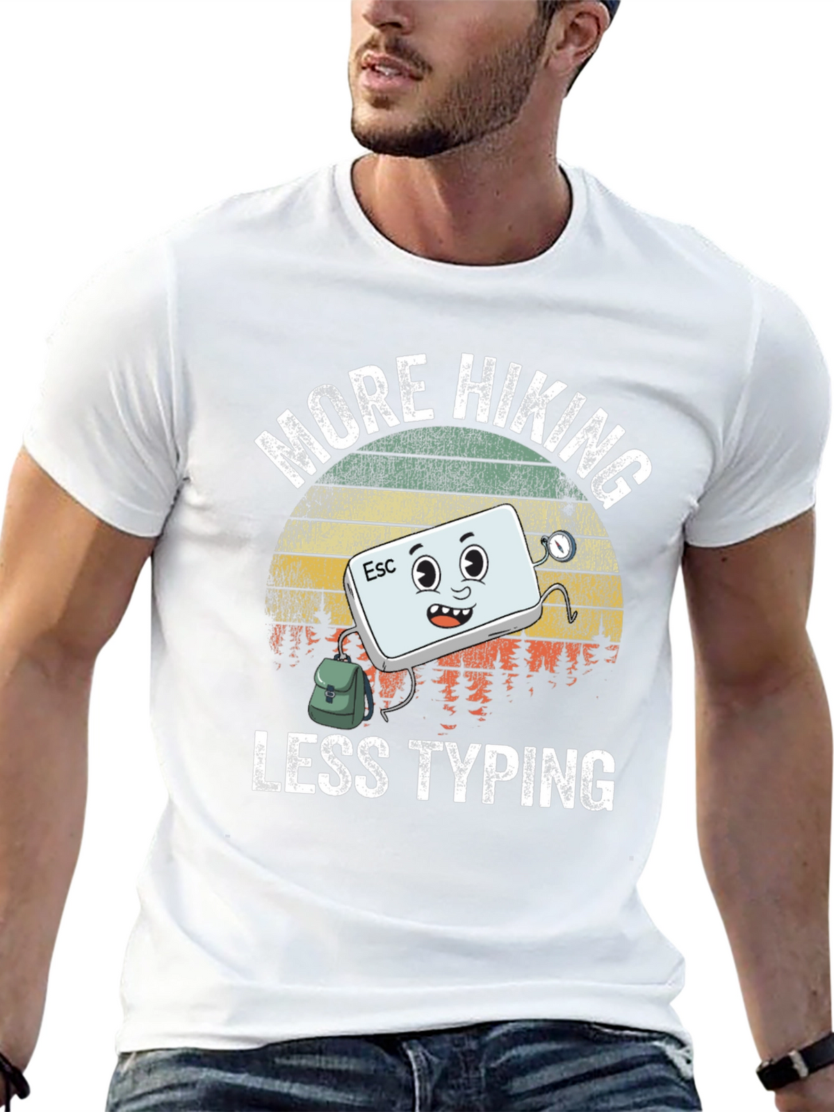 More Hiking Less Typing Graphic T-Shirt
