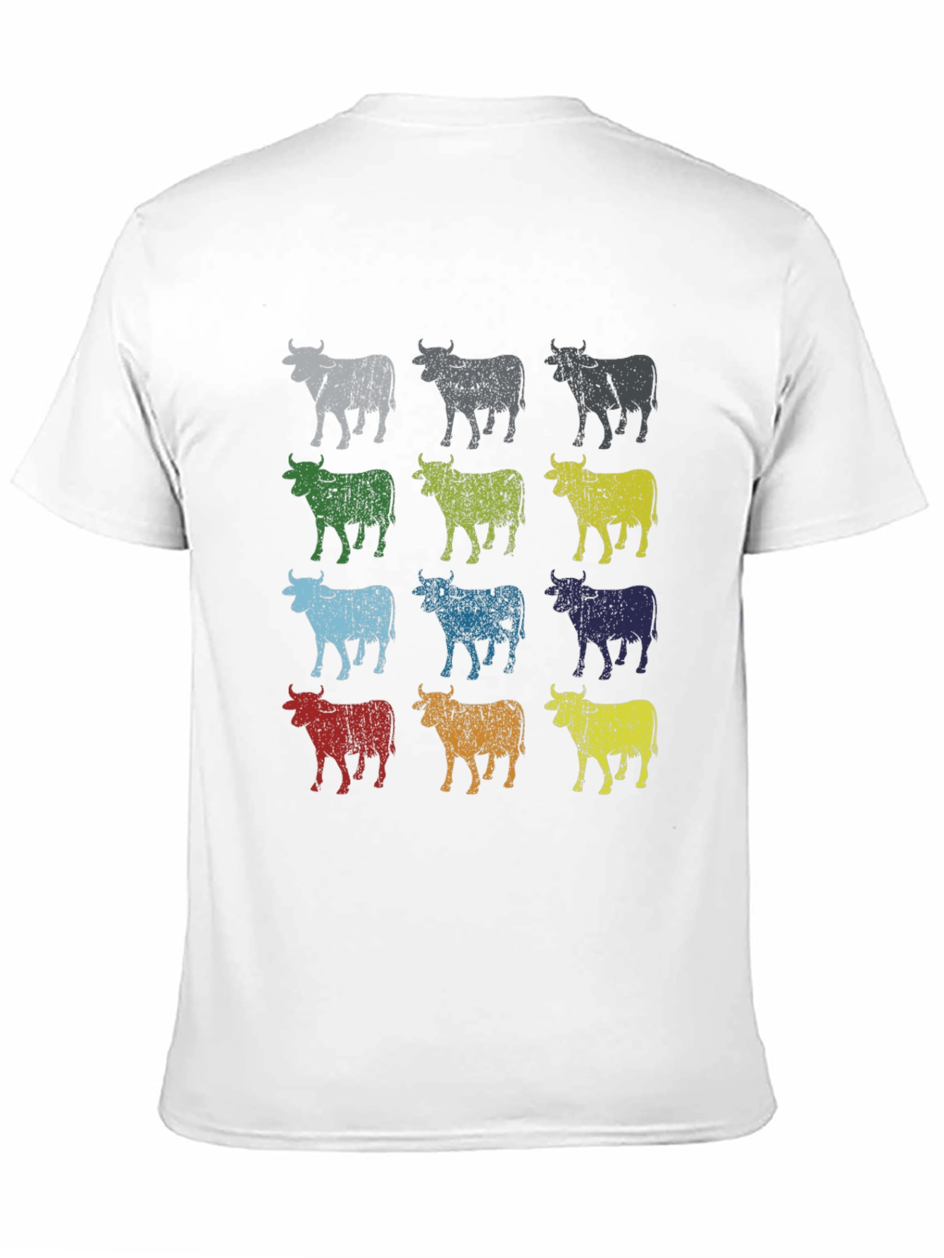 Retro Cow Print Graphic Tee - Black