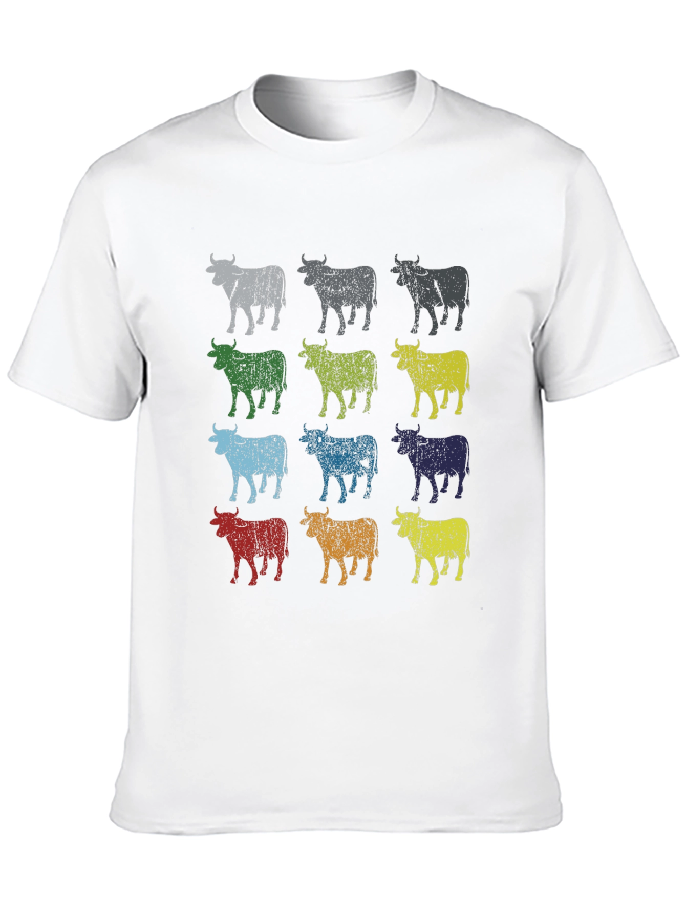 Retro Cow Print Graphic Tee - Black