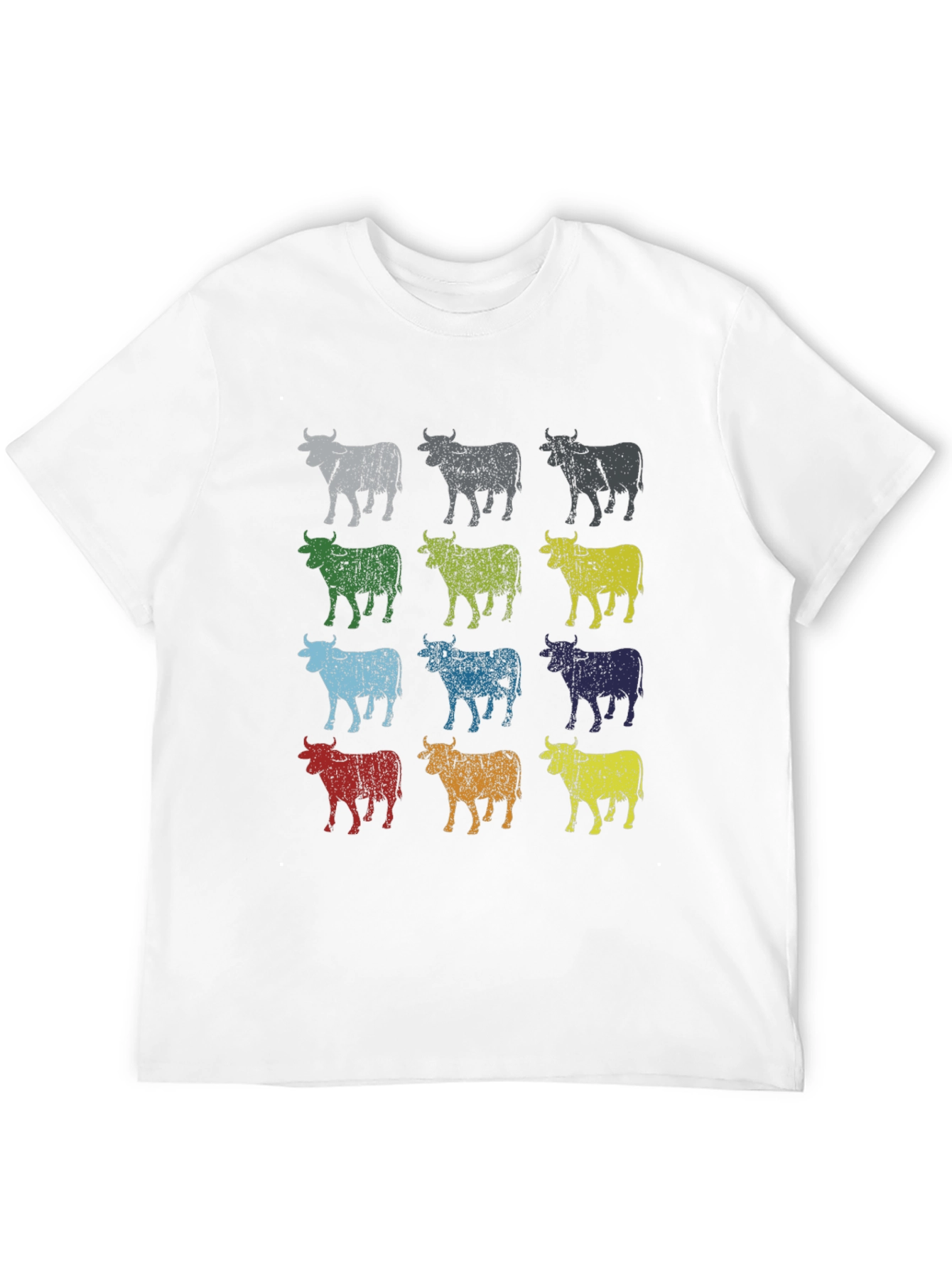 Retro Cow Print Graphic Tee - Black